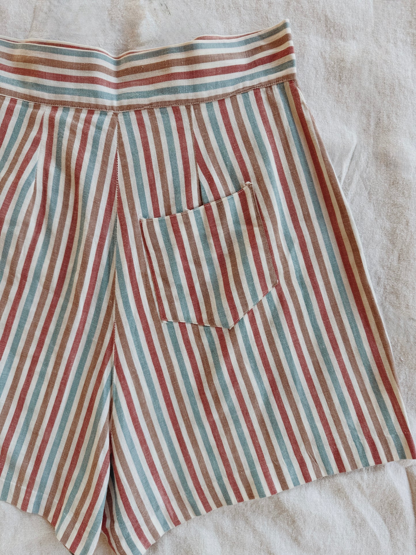1930s/40s Striped Side Button Shorts- S/M-M