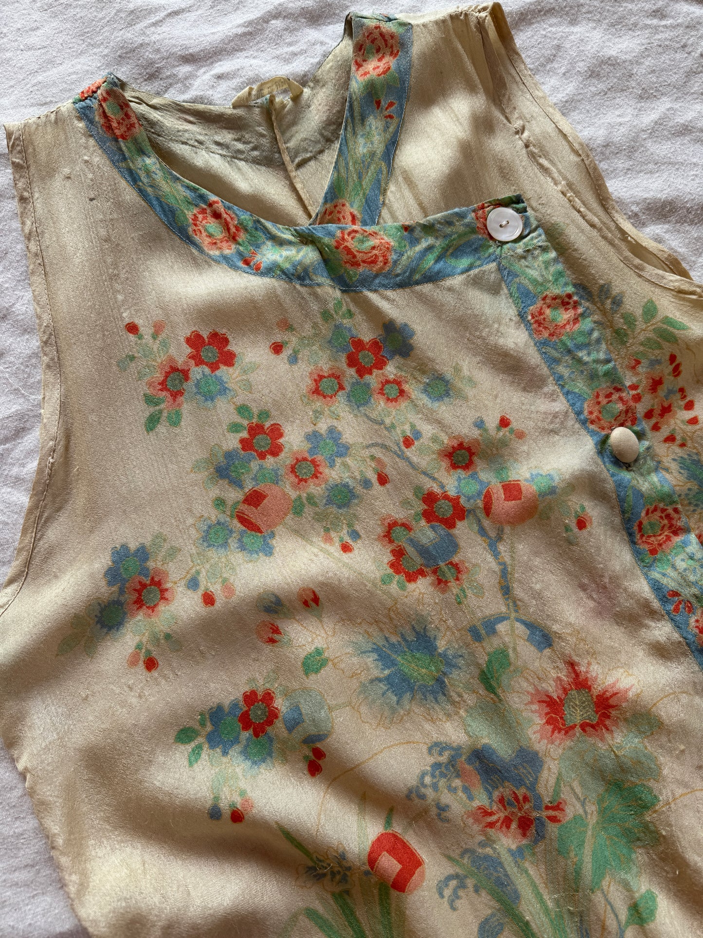 1920s Pongee Silk Palazzo Beach Pajamas- S/M