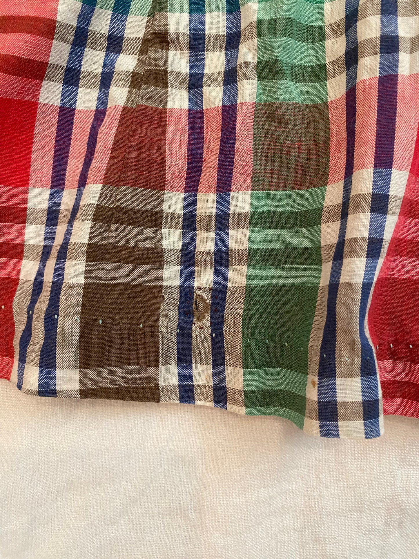 1940s Plaid Peplum Blouse w/ Puffed Shoulders- M/L