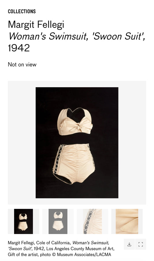 1942 Cole of California “Swoon Suit” Champagne Bombshell Ruched Lace Up Swimsuit- S/M-M
