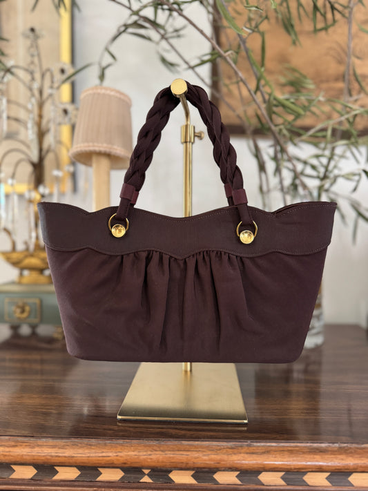 1940s Brown Handbag w/ Braided Straps
