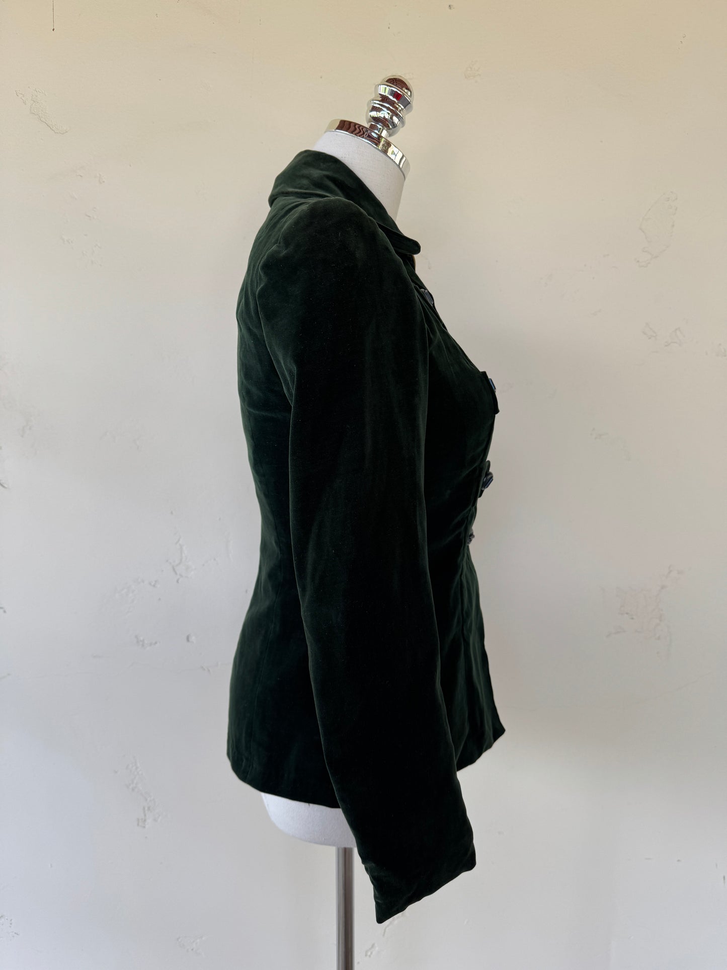 1940s Unique Emerald Green Velvet Jacket- S