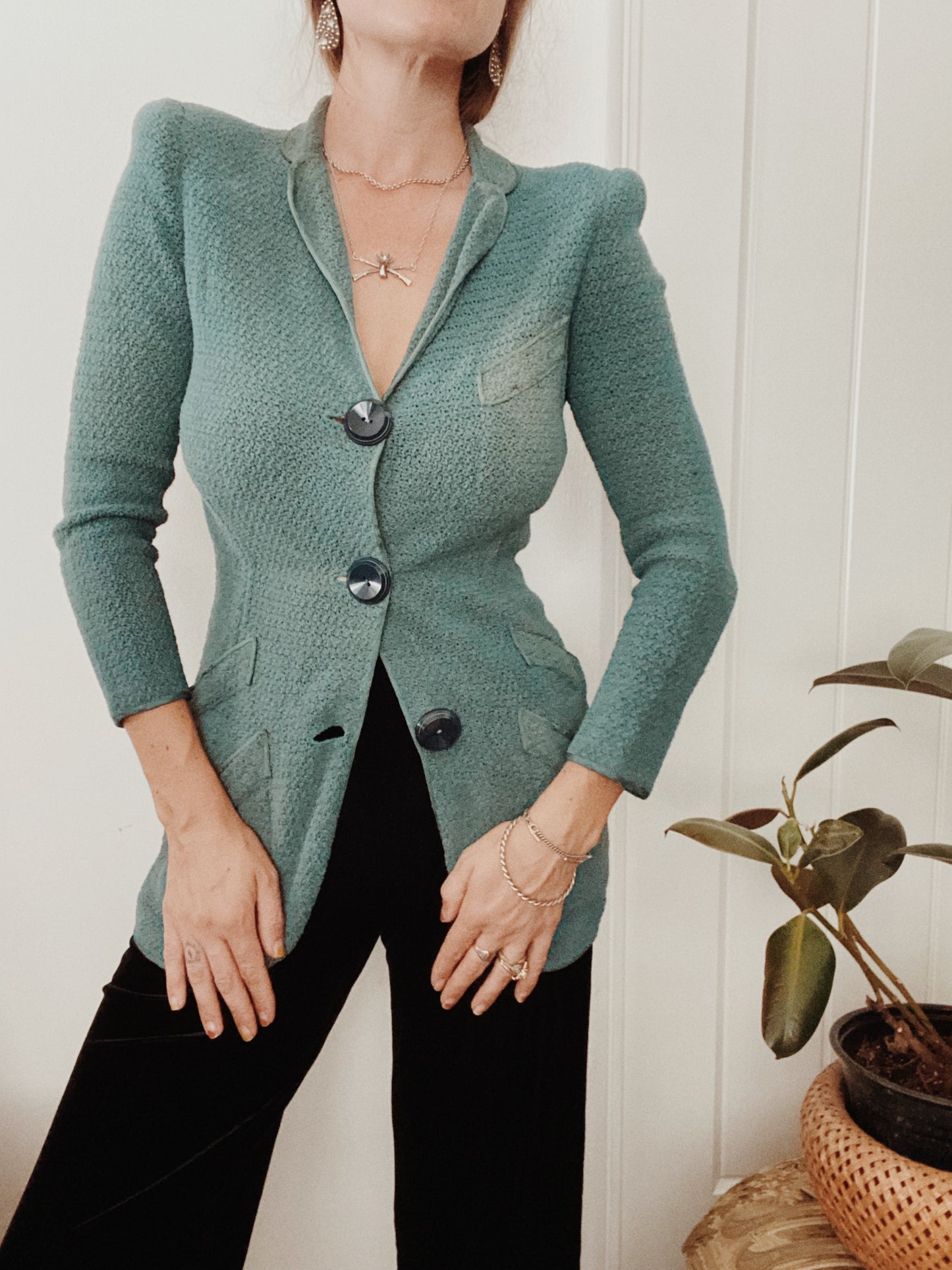 1930s Rare French Eliane Knit Blazer Jacket- XS/S
