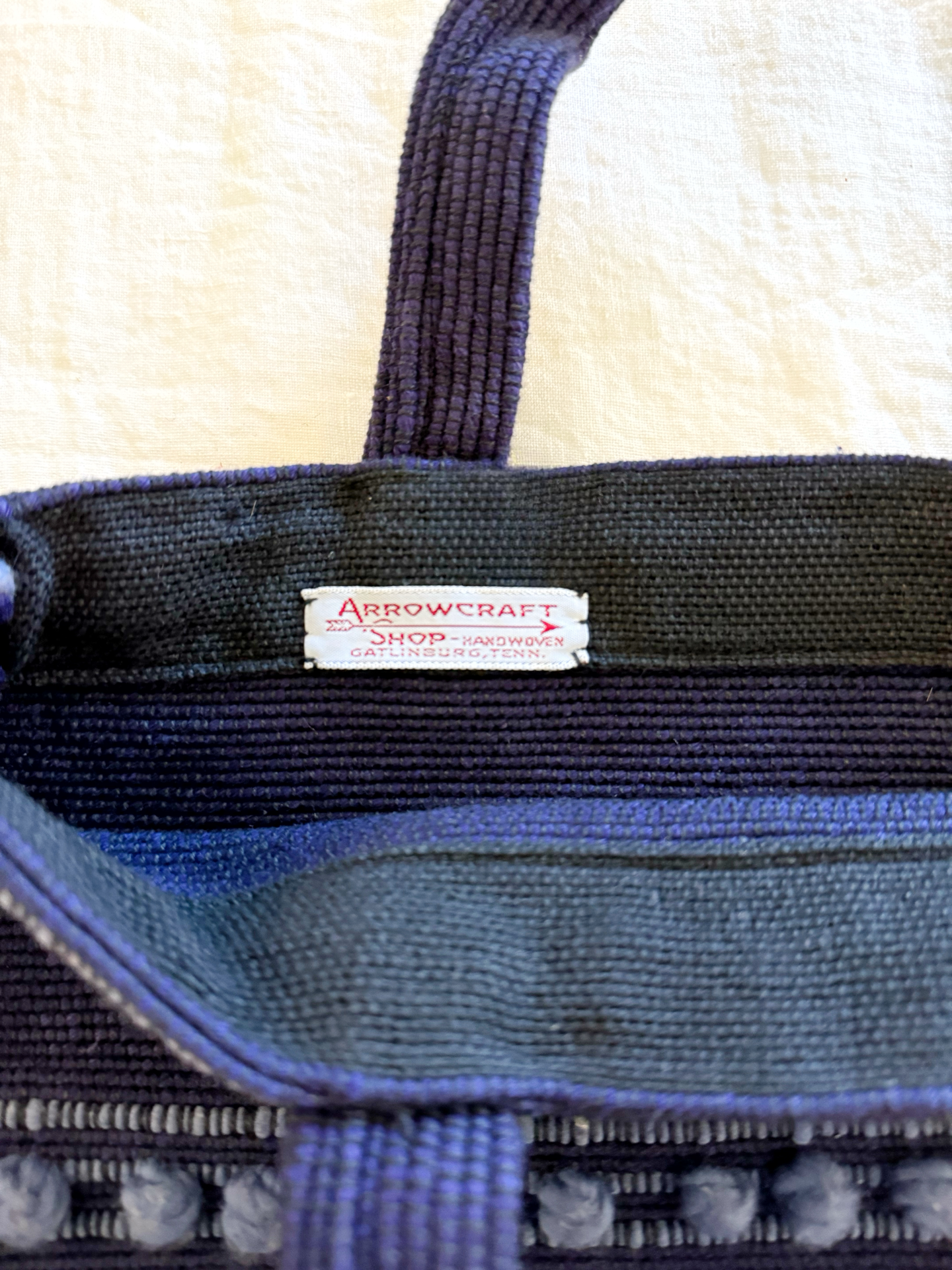 1940s/50s Navy Two Tone Arrowcraft Woven Bag- M