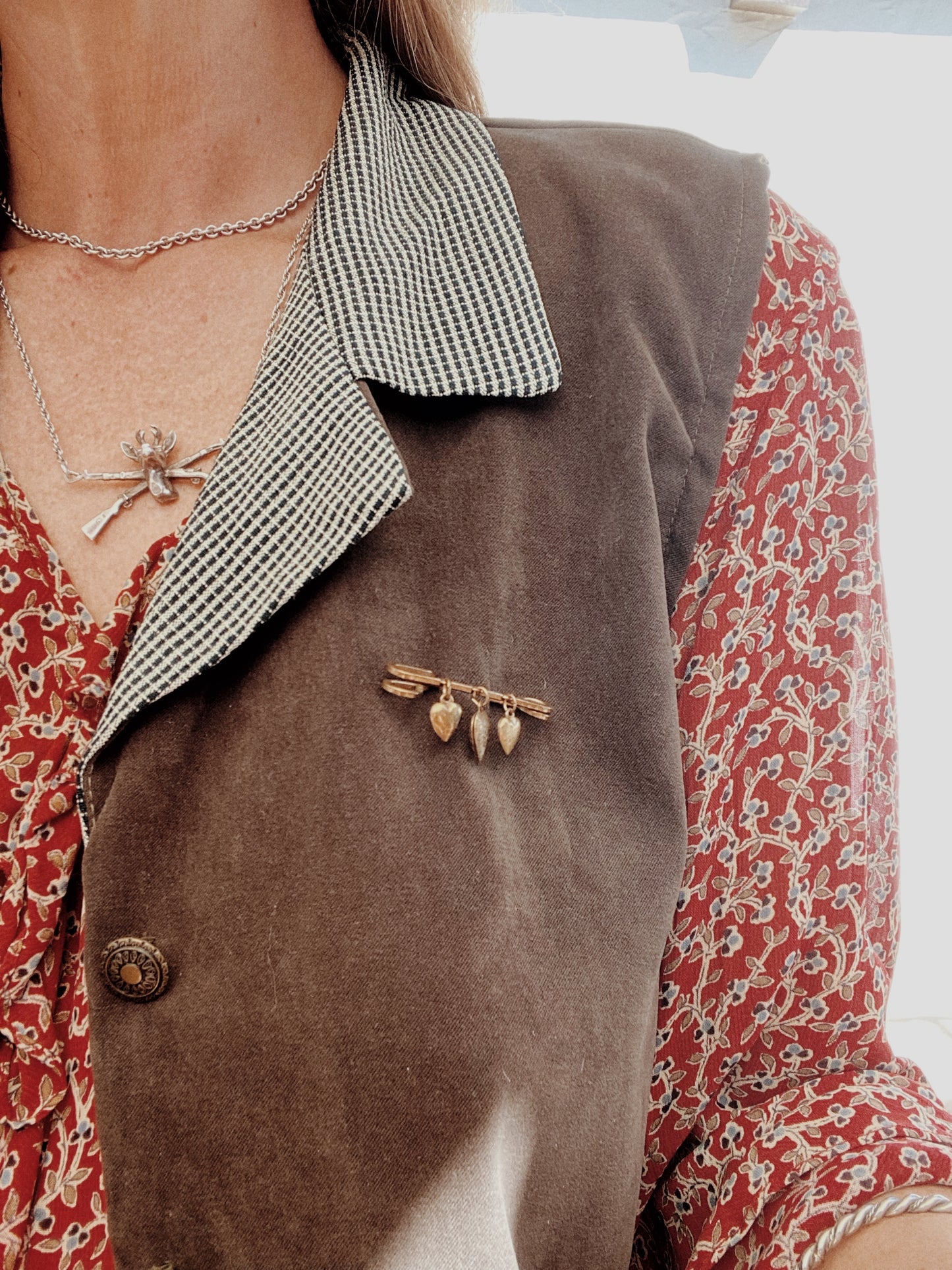 Early 1900s Heavy Brass “Forget Me Not” Pin Brooch