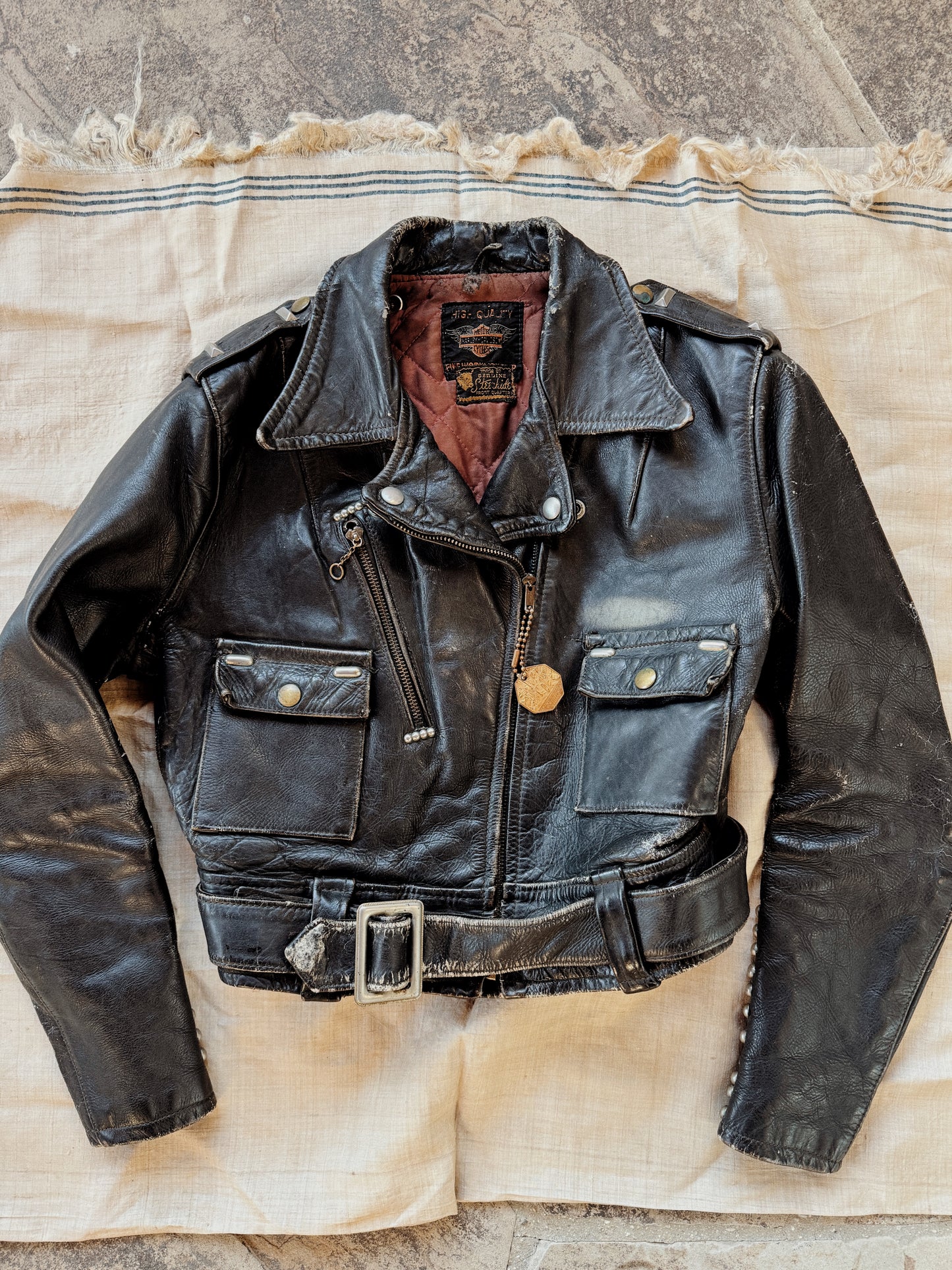 1950s Harley Davidson Cycle Queen w/ Studs + Original Artwork- S/M