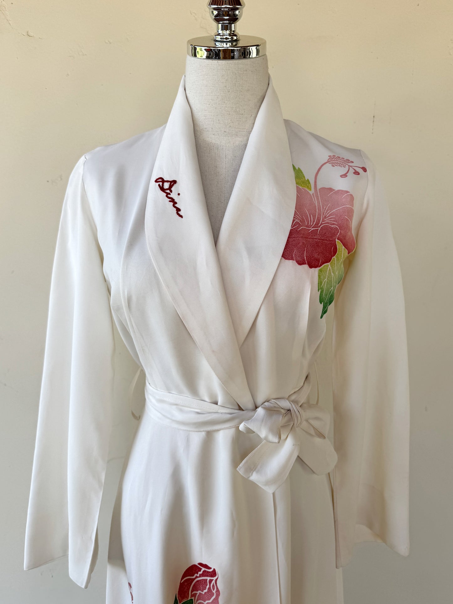 1940s Hawaiian Hibiscus Airbrush Dressing Gown- S/M