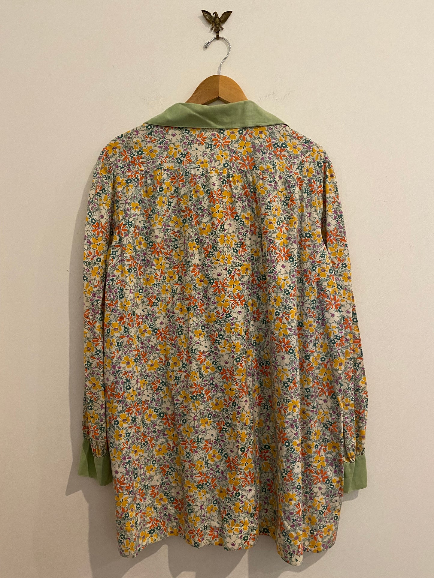 1930s Floral Feedsack Smock w/ Heart Pockets- L/XL