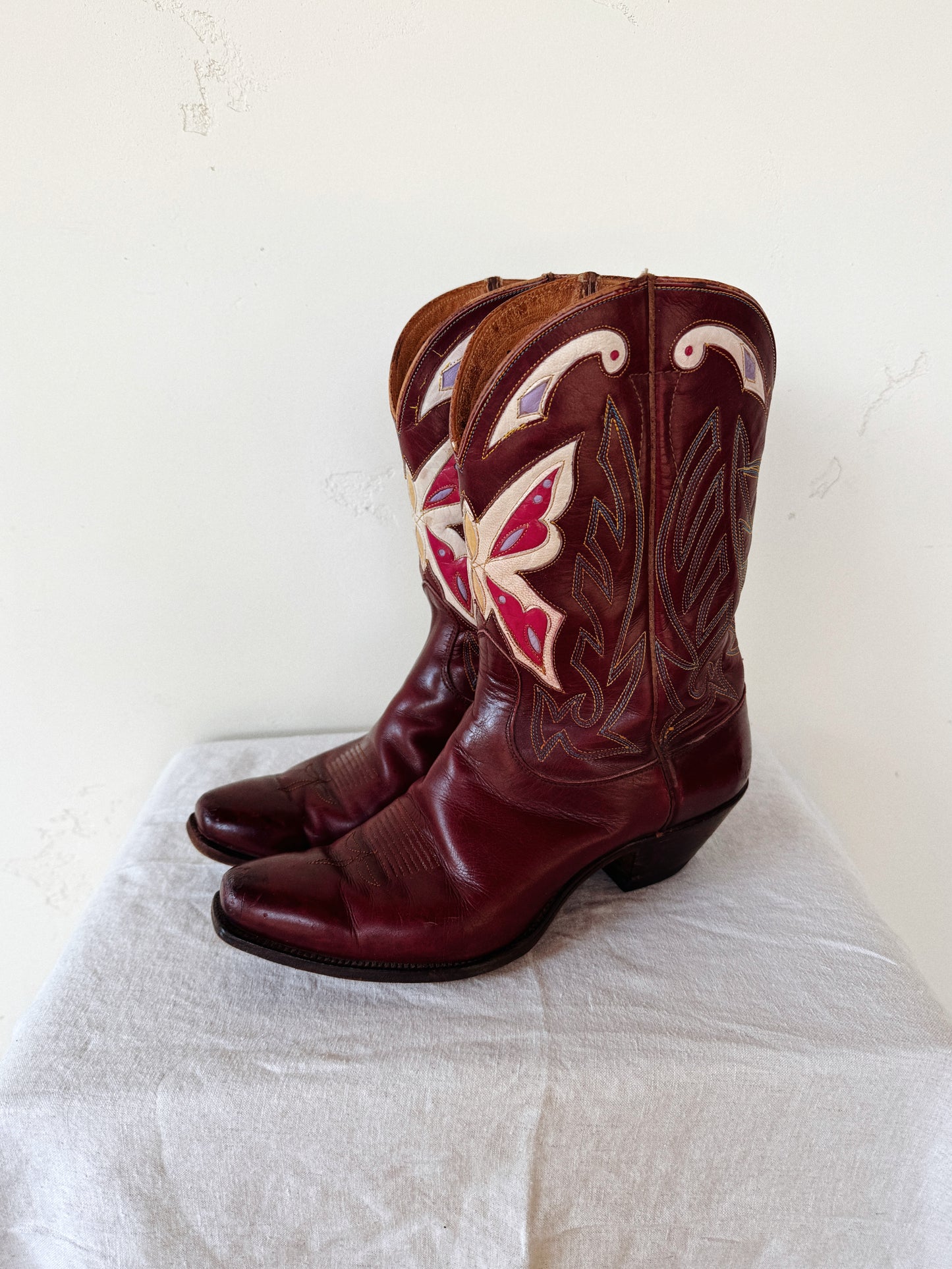 1940s Rare Butterfly Justin Inlay Pee Wee Boots- 6