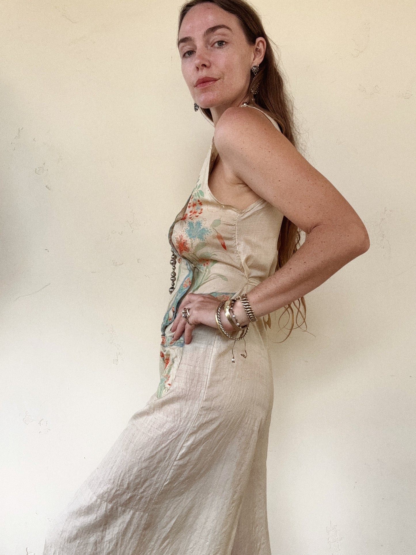 1920s Pongee Silk Palazzo Beach Pajamas- S/M
