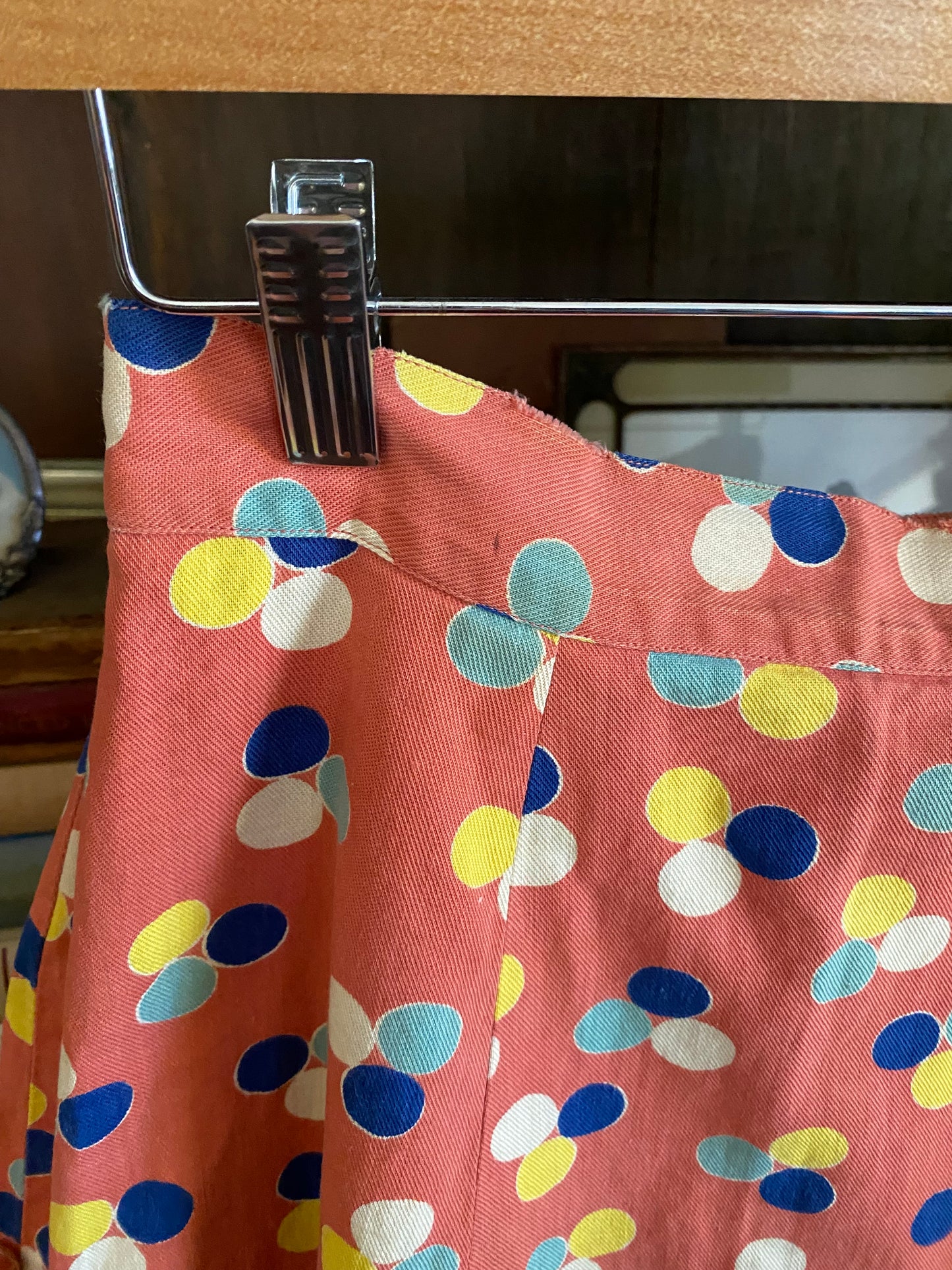 1940s Clay Pink Cotton Dot Skirt- 27.5 Waist