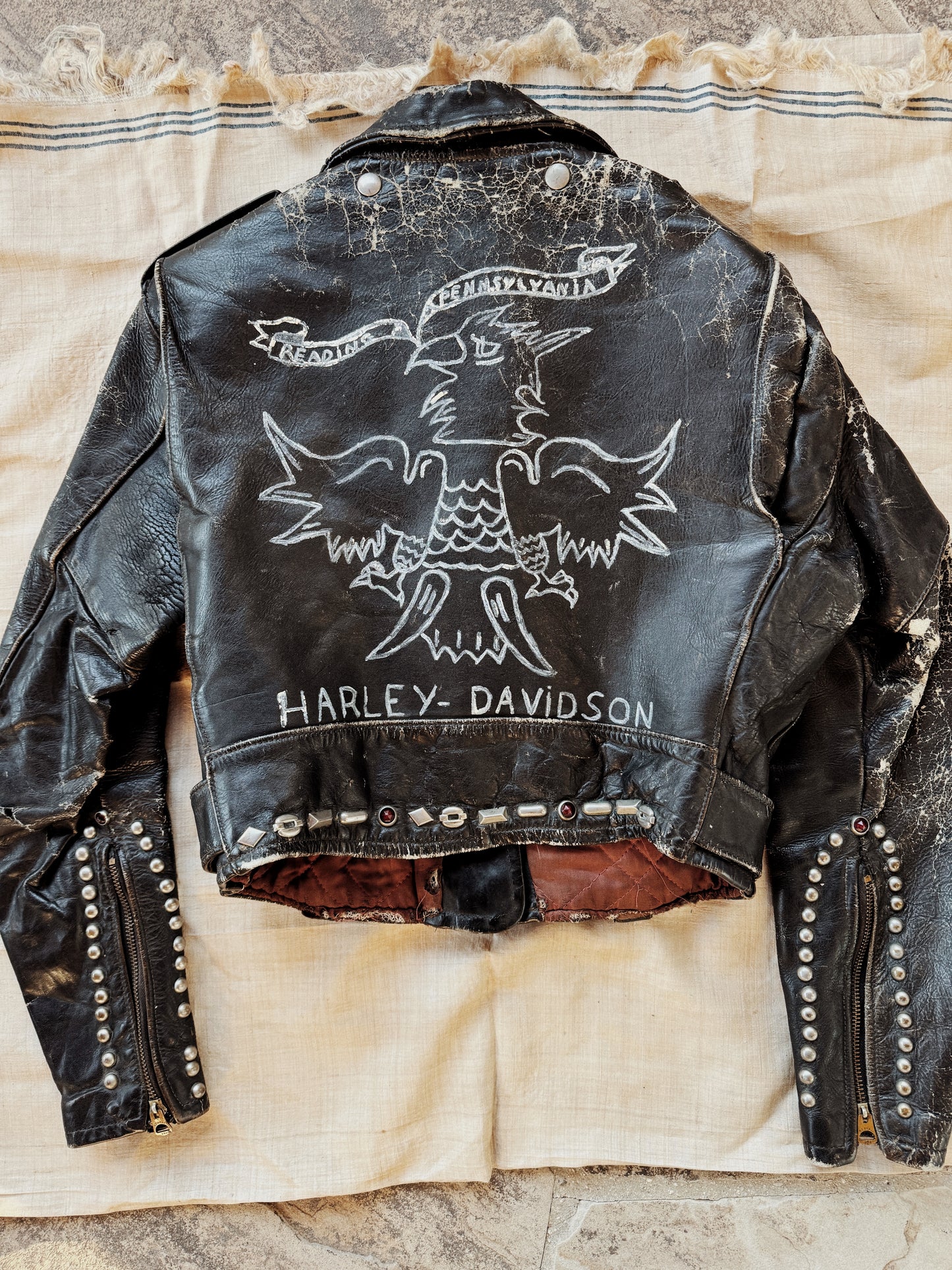 1950s Harley Davidson Cycle Queen w/ Studs + Original Artwork- S/M