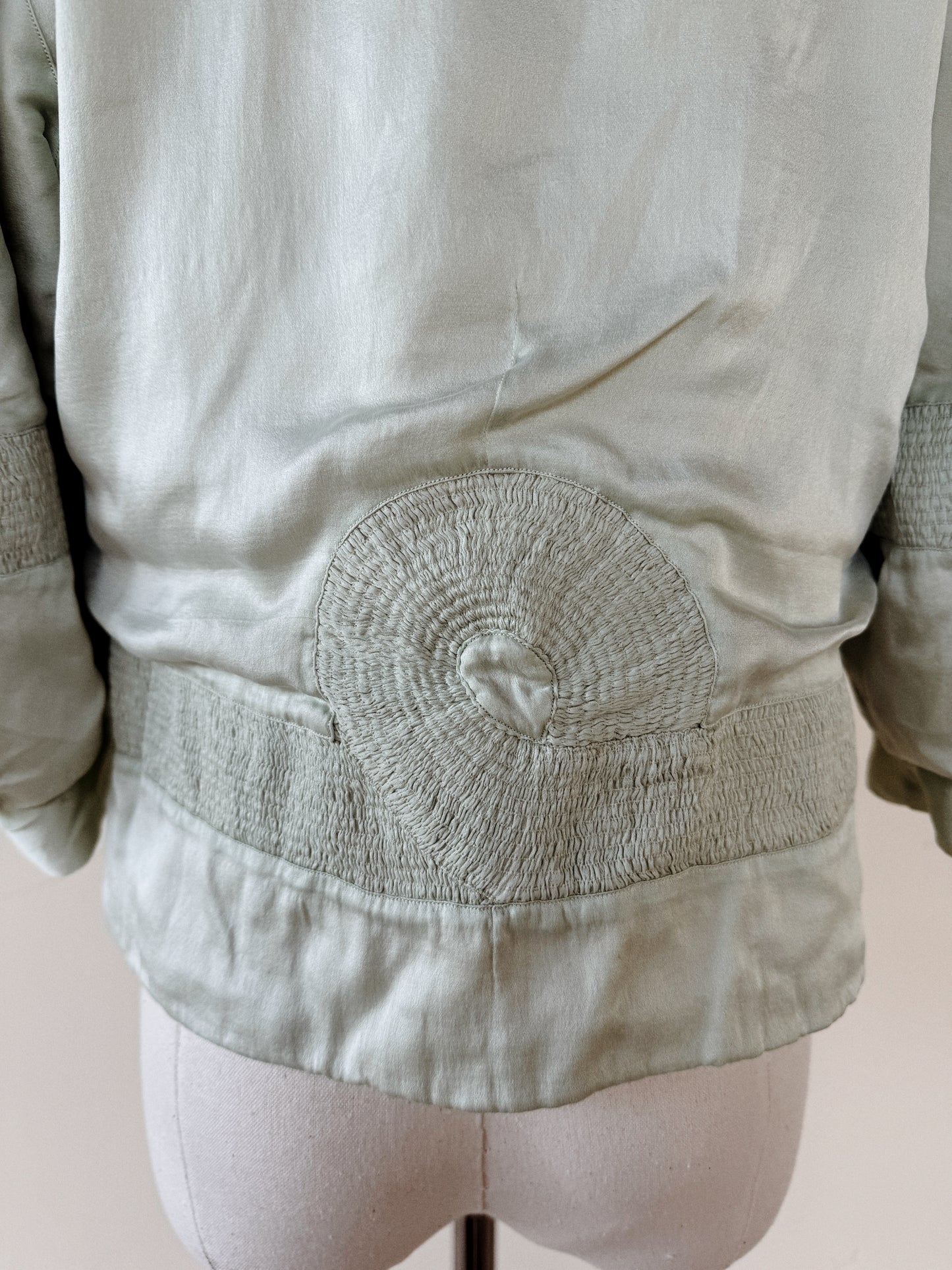 1920s Sea Foam Charmeuse Silk Jacket- S-M
