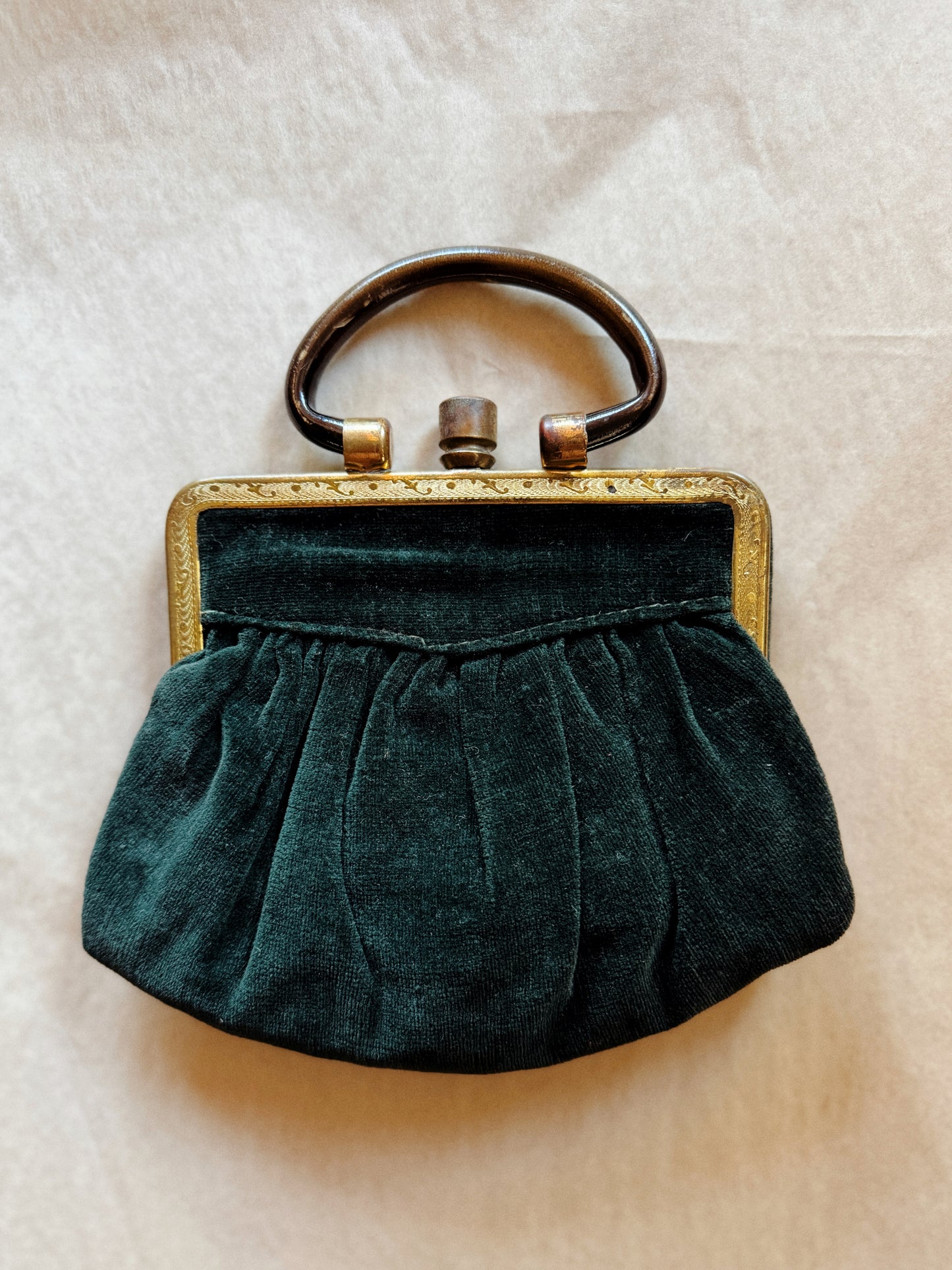 Victorian Petite Emerald Velvet Handbag