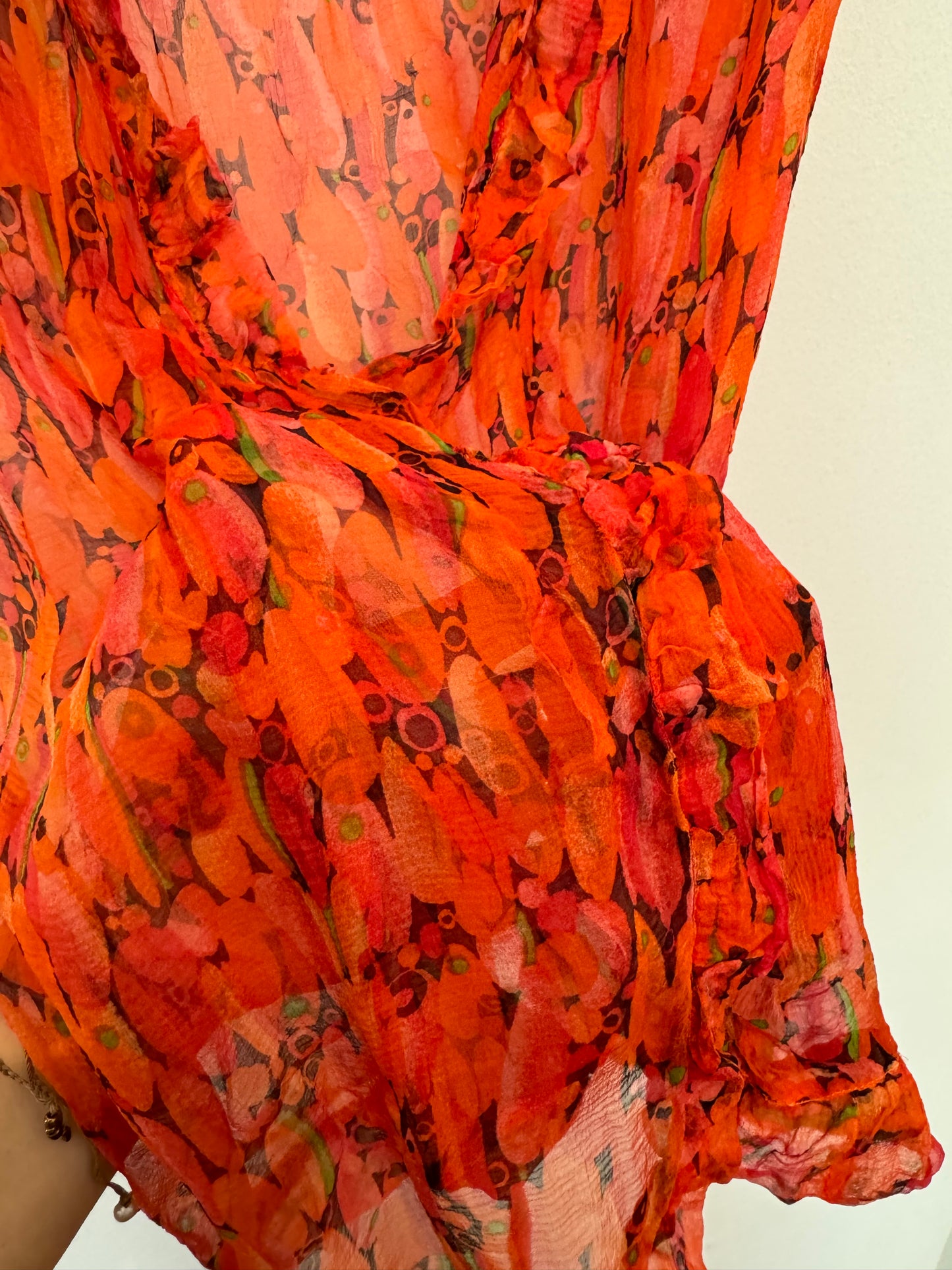 Antique 1920s Avant Garde Italian Silk Chiffon Wrap Top- S-M
