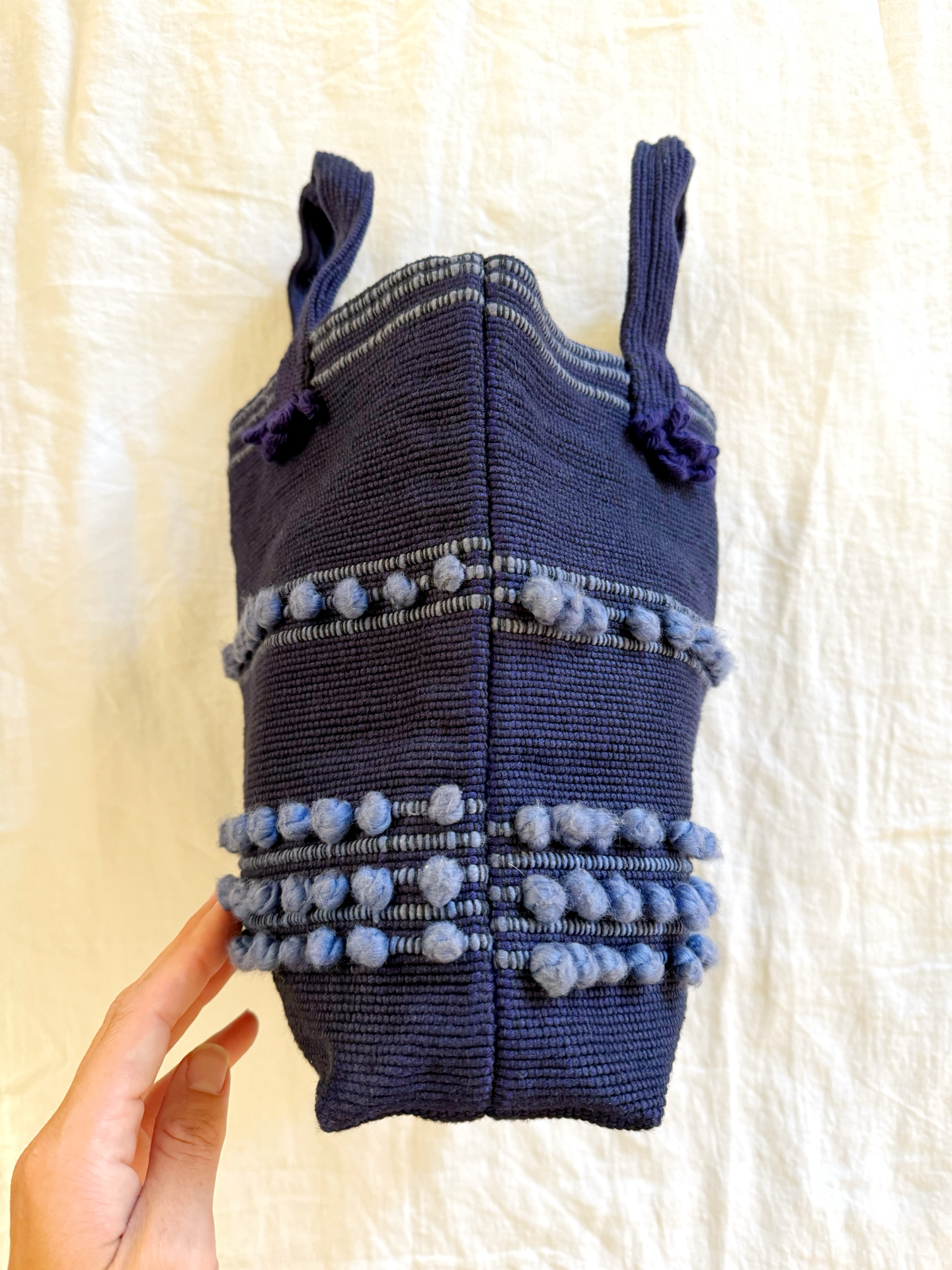 1940s/50s Navy Two Tone Arrowcraft Woven Bag- M