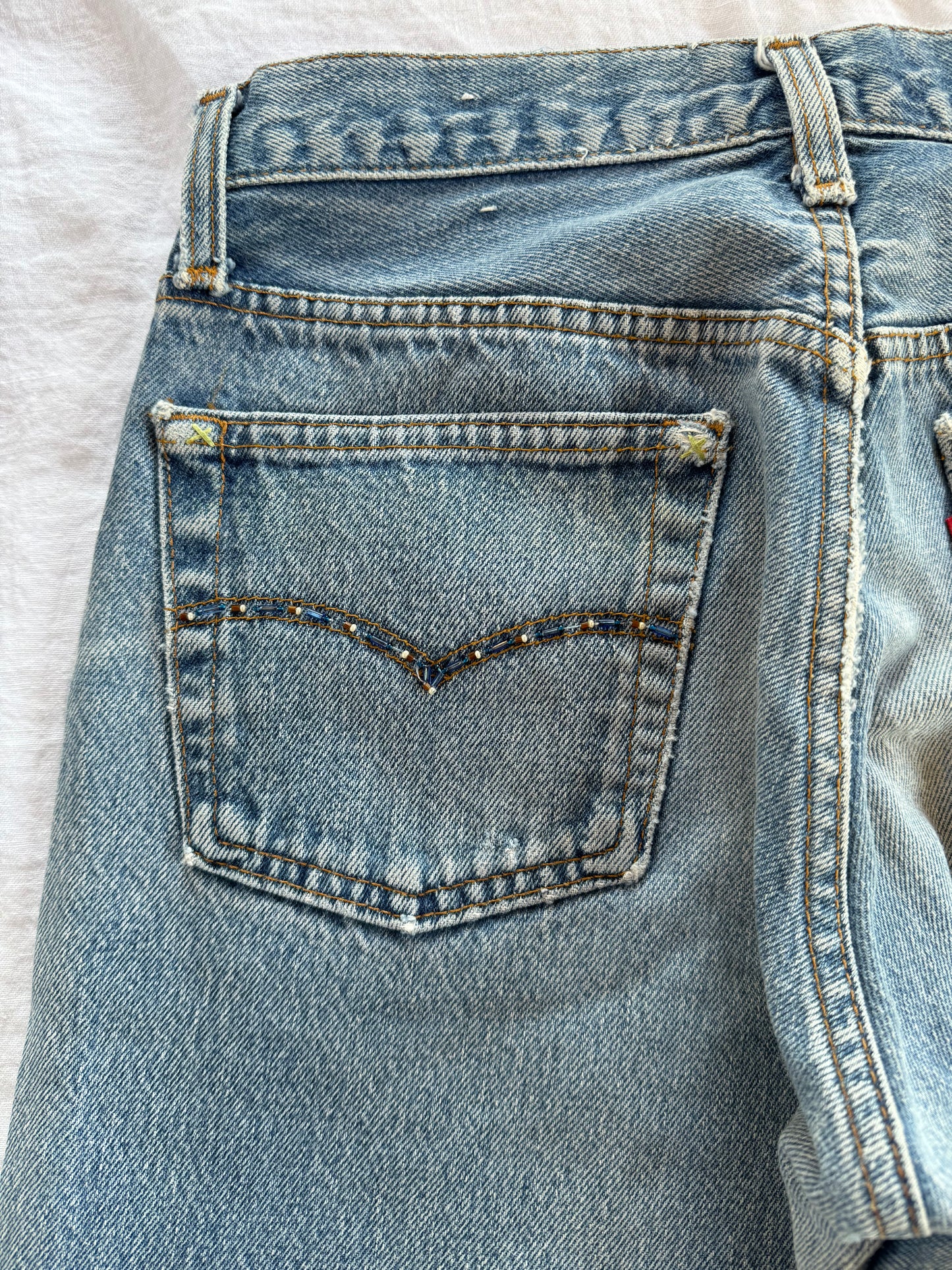 1974 Beaded Levi’s Medium Wash 501s- 28 x 29.5