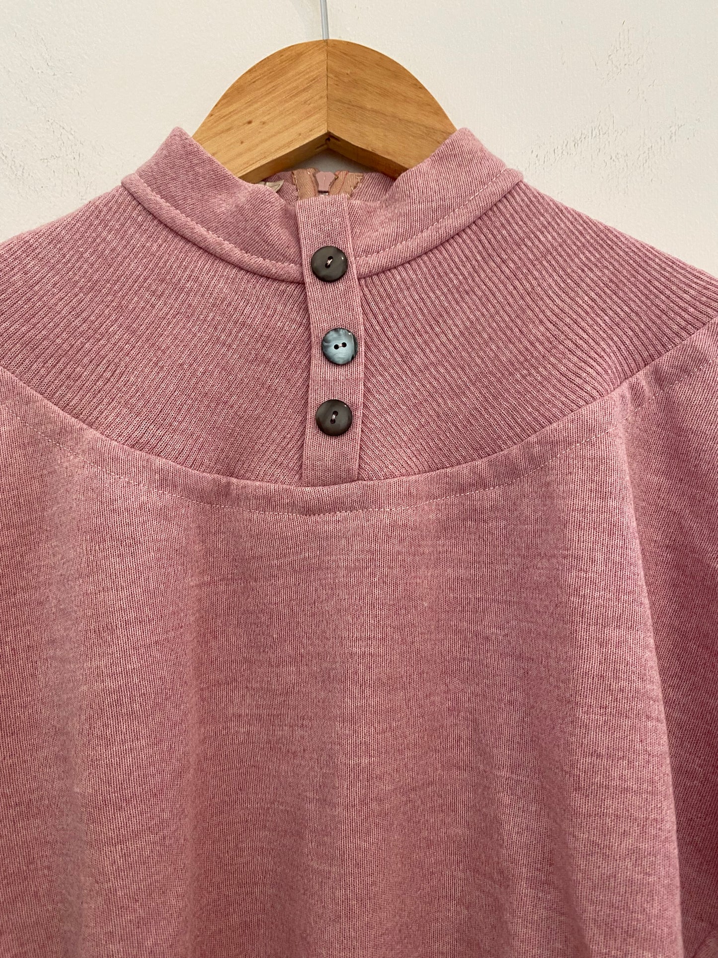 1940s French Pale Lilac Cropped Mock Neck Sweater- M
