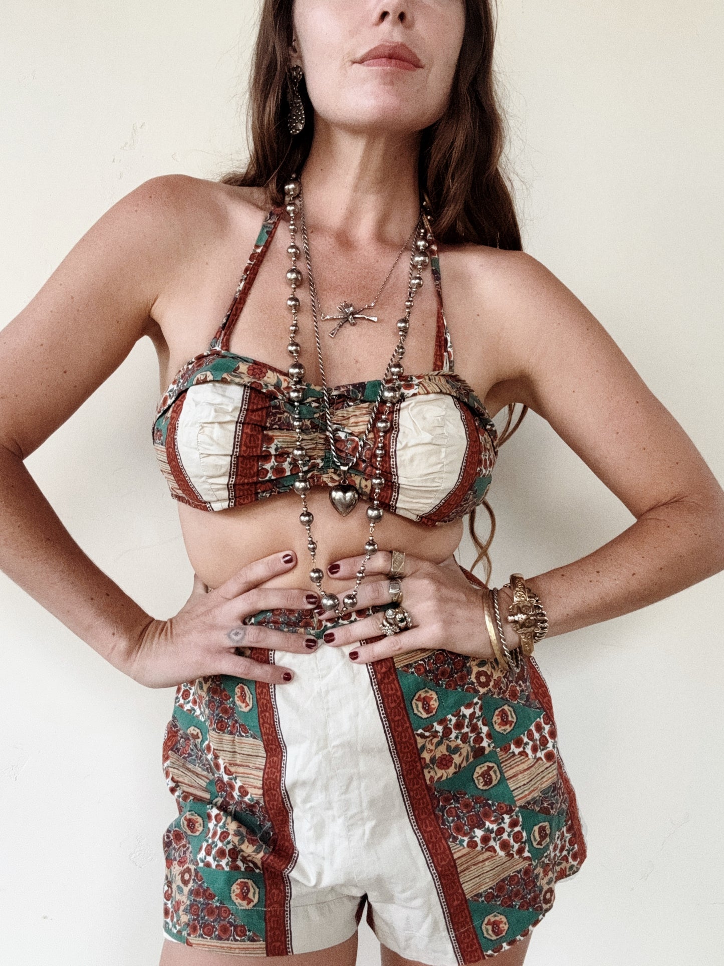 1950s Folk Novelty Print Cotton Play Set- S/M