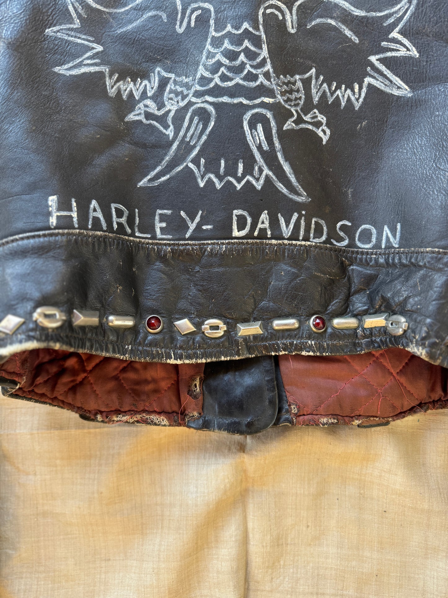1950s Harley Davidson Cycle Queen w/ Studs + Original Artwork- S/M