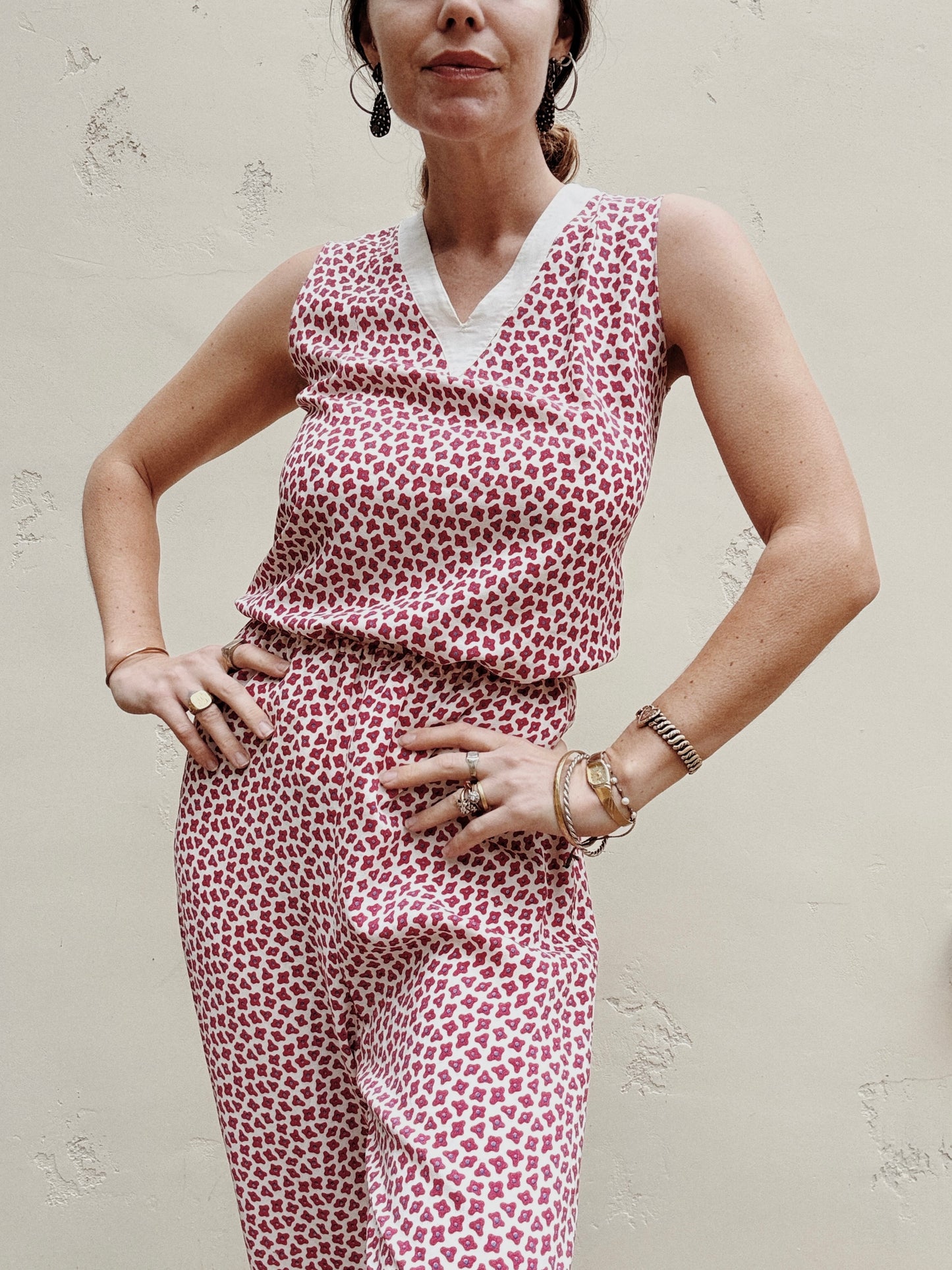 1920s French Ditsy Floral Beach Pajamas- S/M