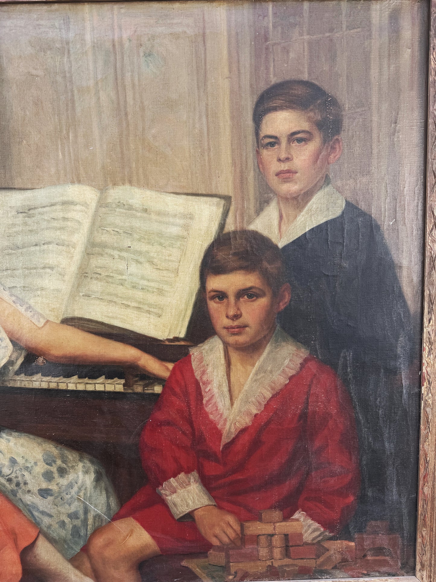 1920s Antique Overtly Large Portrait of a Family- 42 X 56”