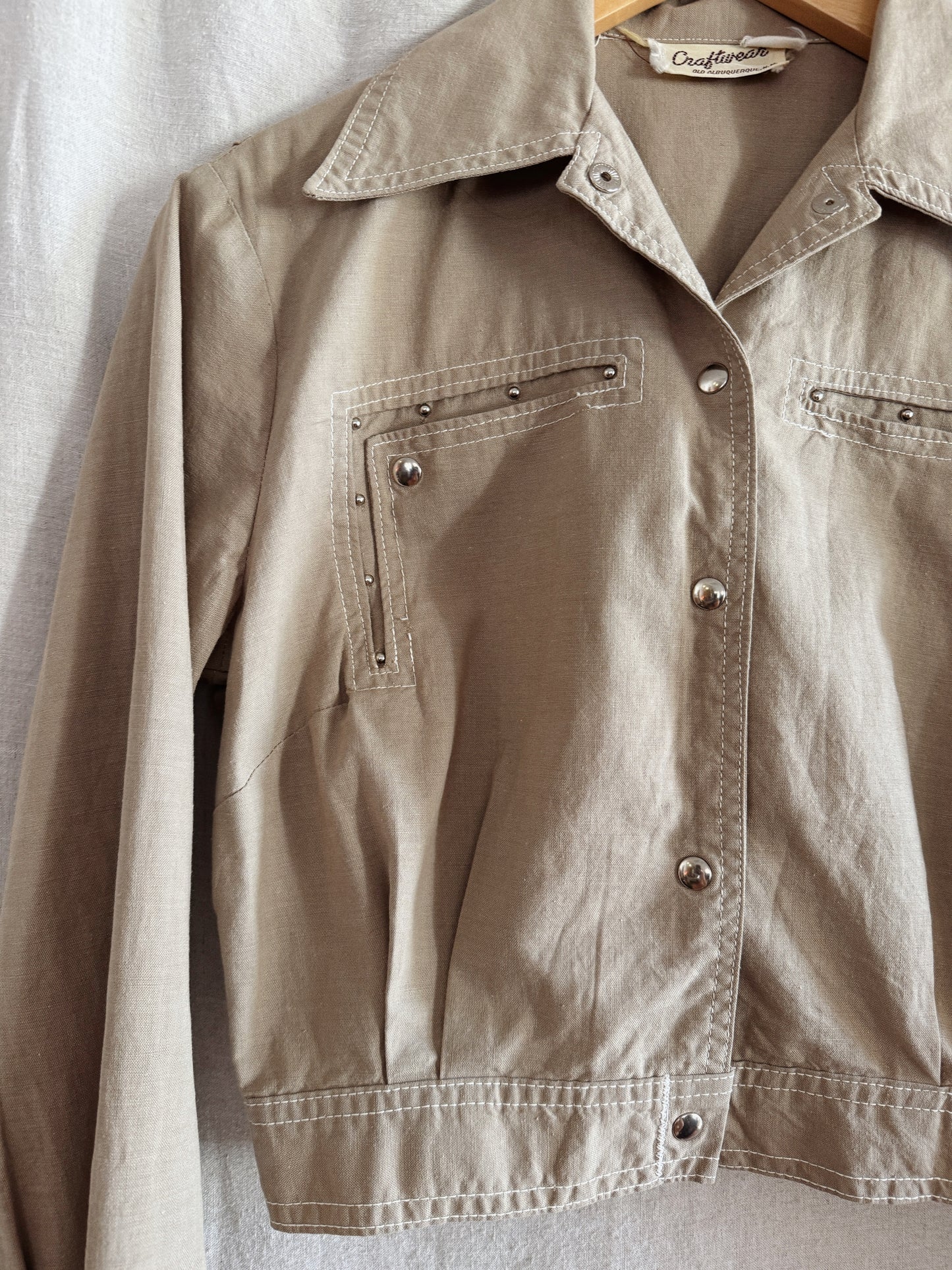 1950s Taupe Studded Cropped Western Jacket- S/M