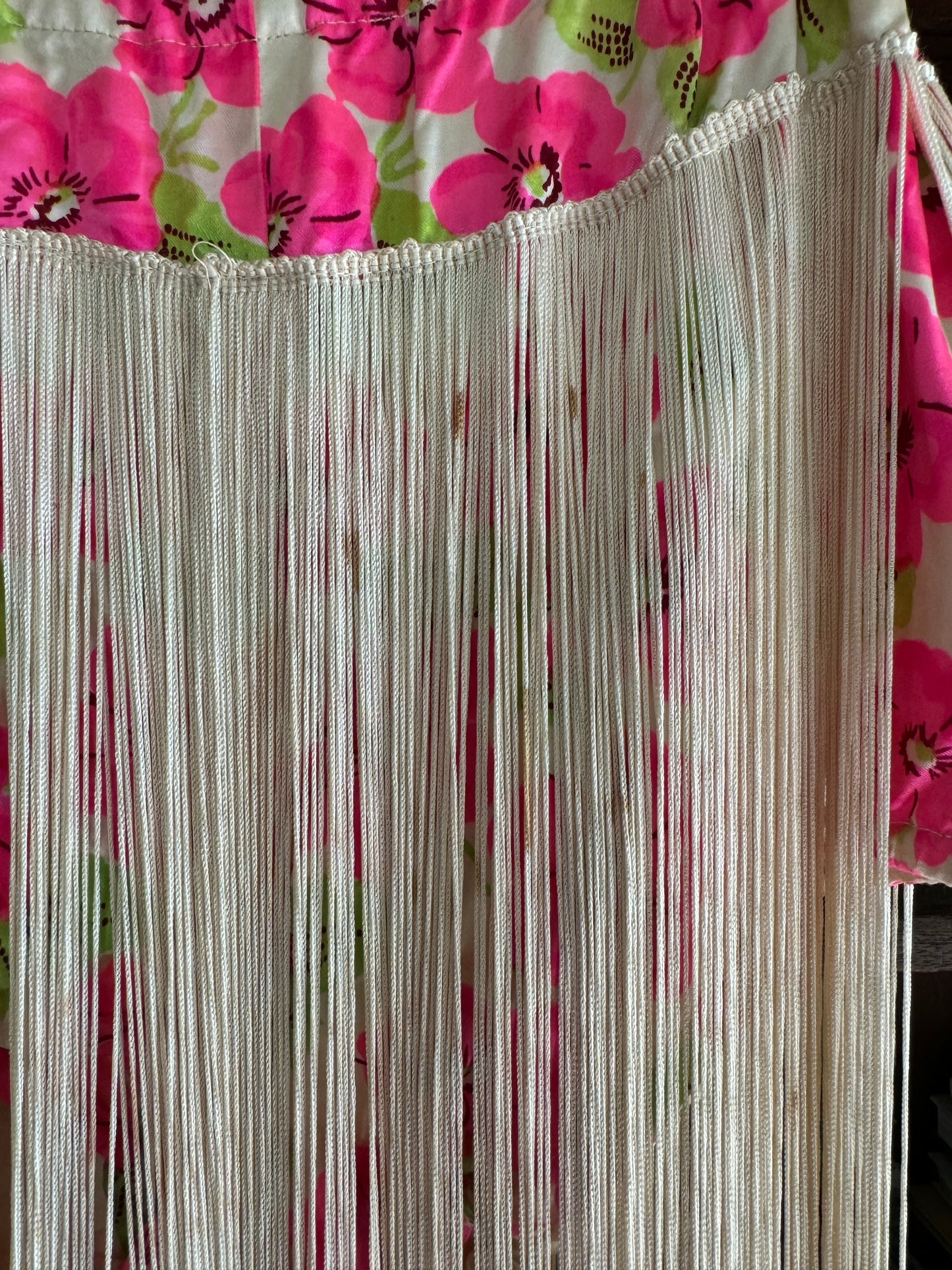 1940s Long Fringe Day Glo Floral Show Girl Bottoms- M