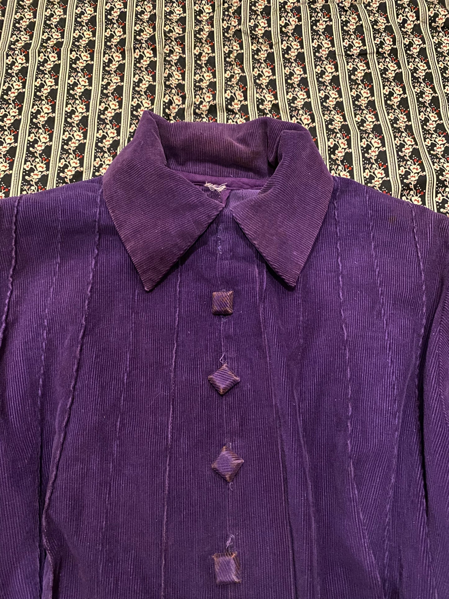 1930s/40s Purple Faded Corduroy Belted Jacket- M/L