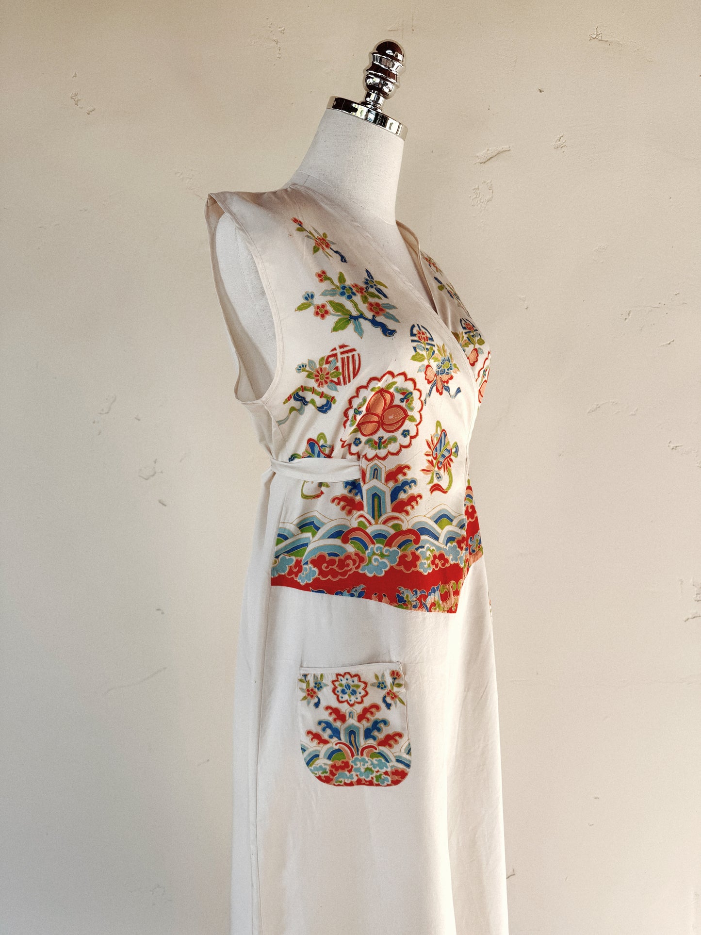 1930s Rare White Pongee Silk Beach Pajama Jumpsuit- M