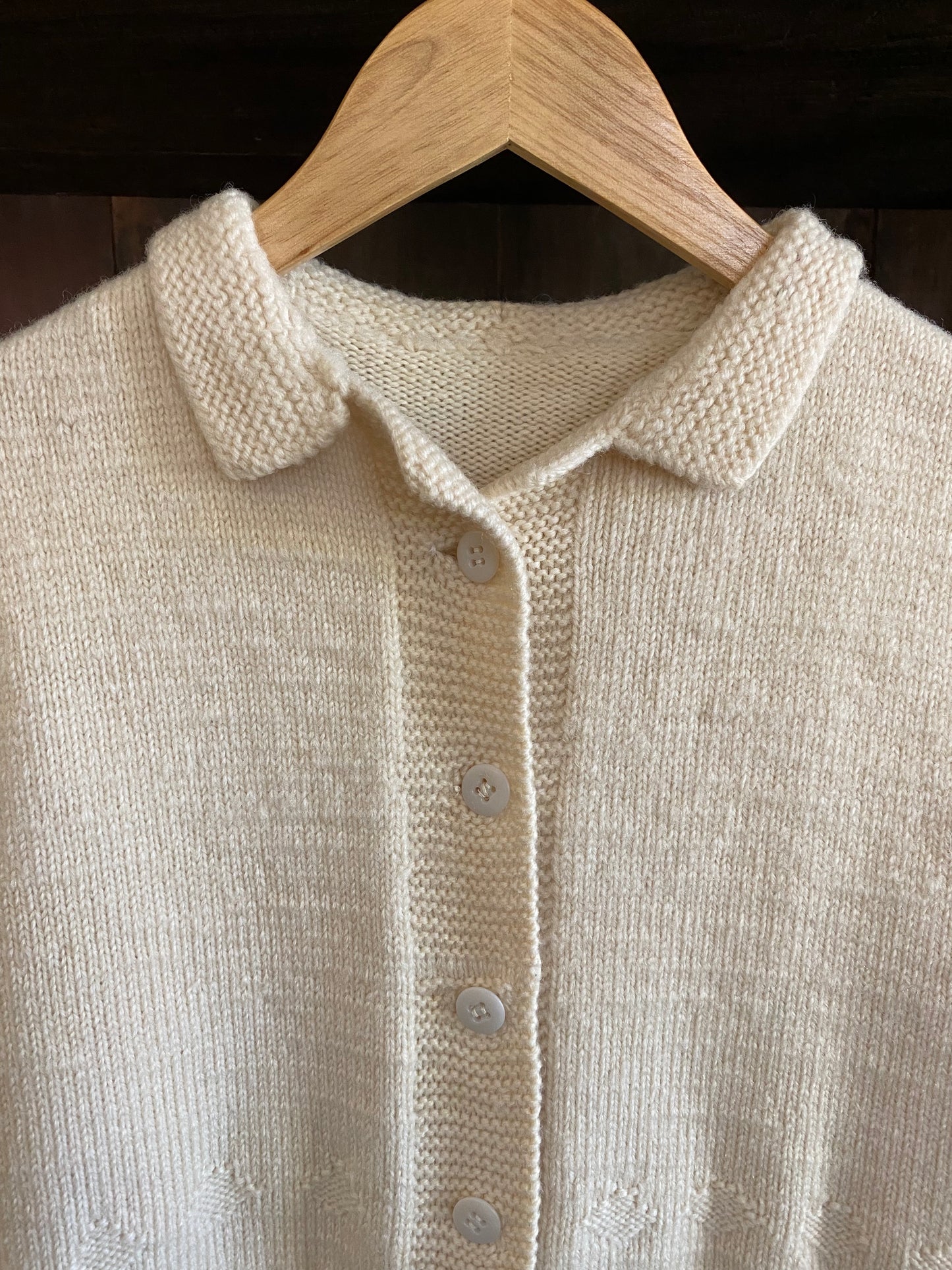 1930s/40s Creme Cropped Knit Cardigan- M