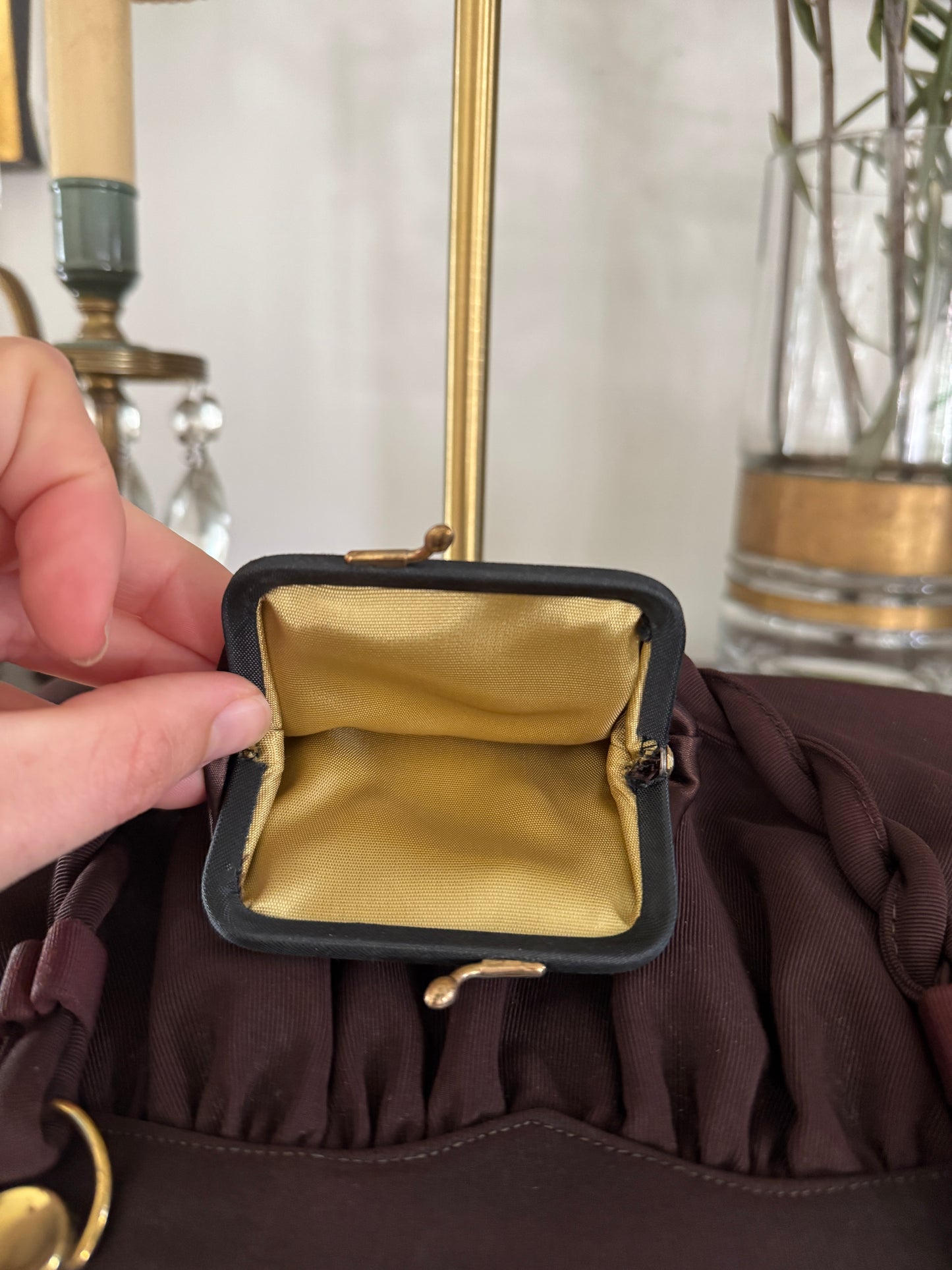 1940s Brown Handbag w/ Braided Straps