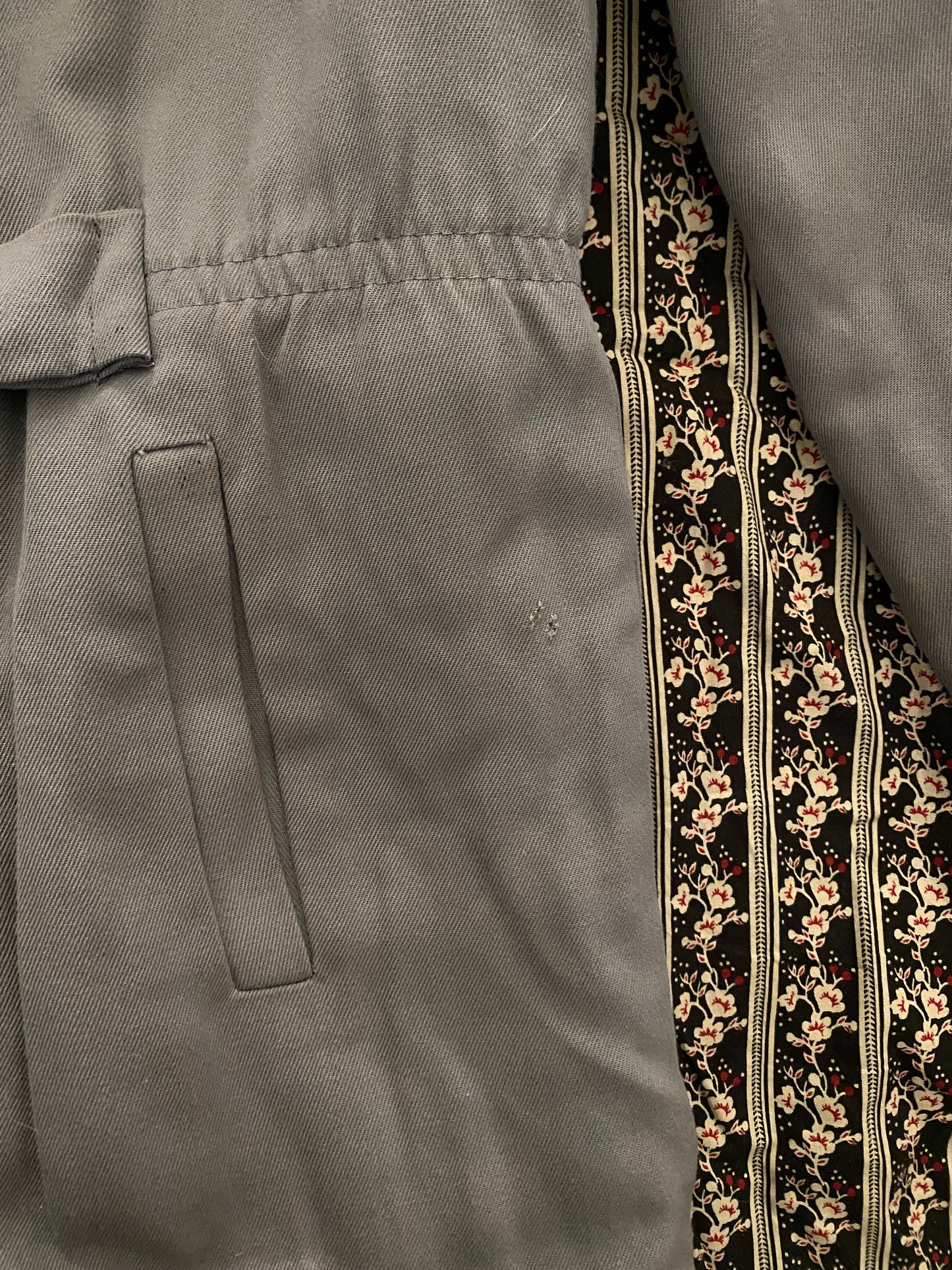 1940s Grey Gabardine Car Jacket w/ Fur Collar- M/L