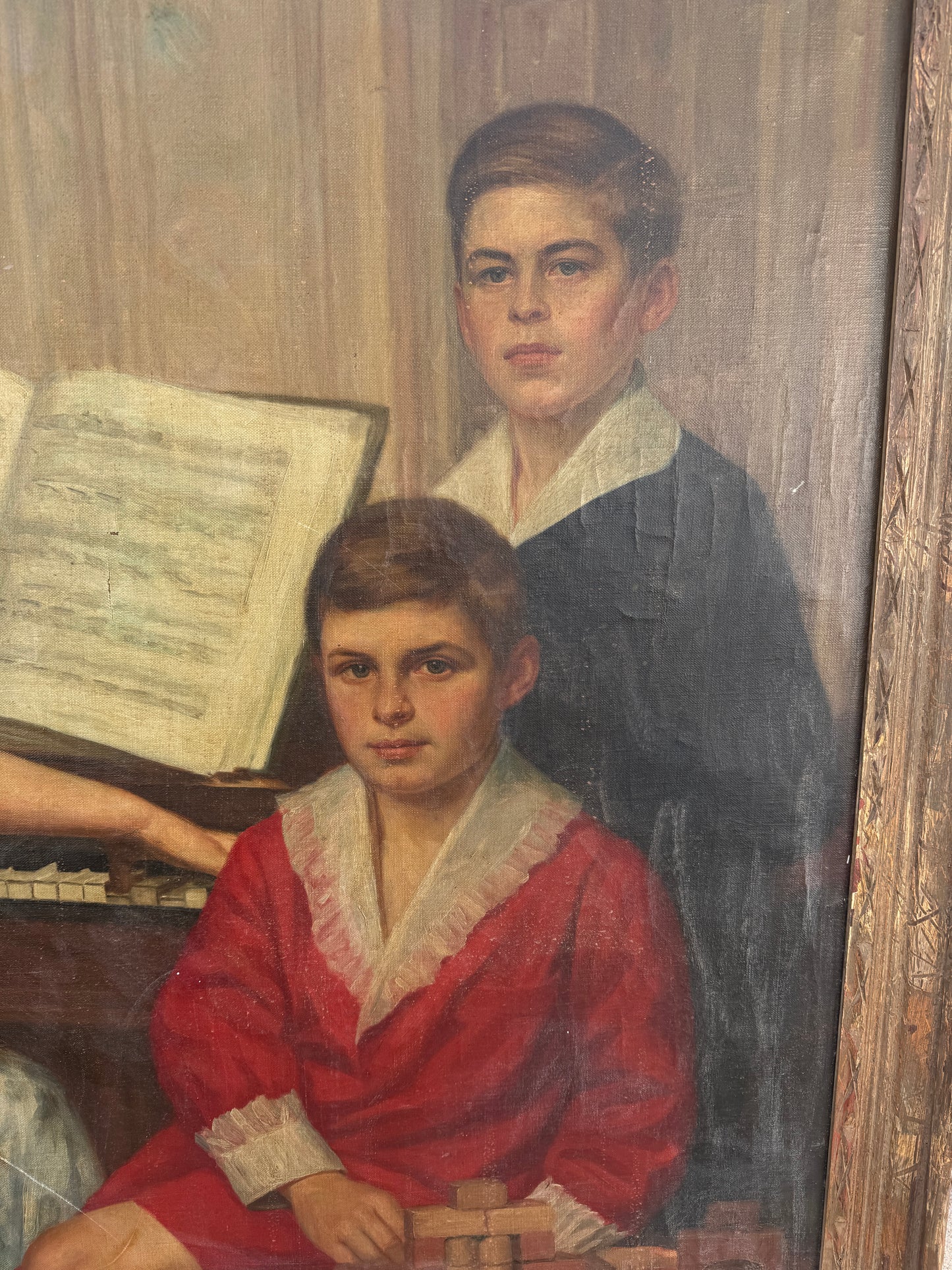 1920s Antique Overtly Large Portrait of a Family- 42 X 56”