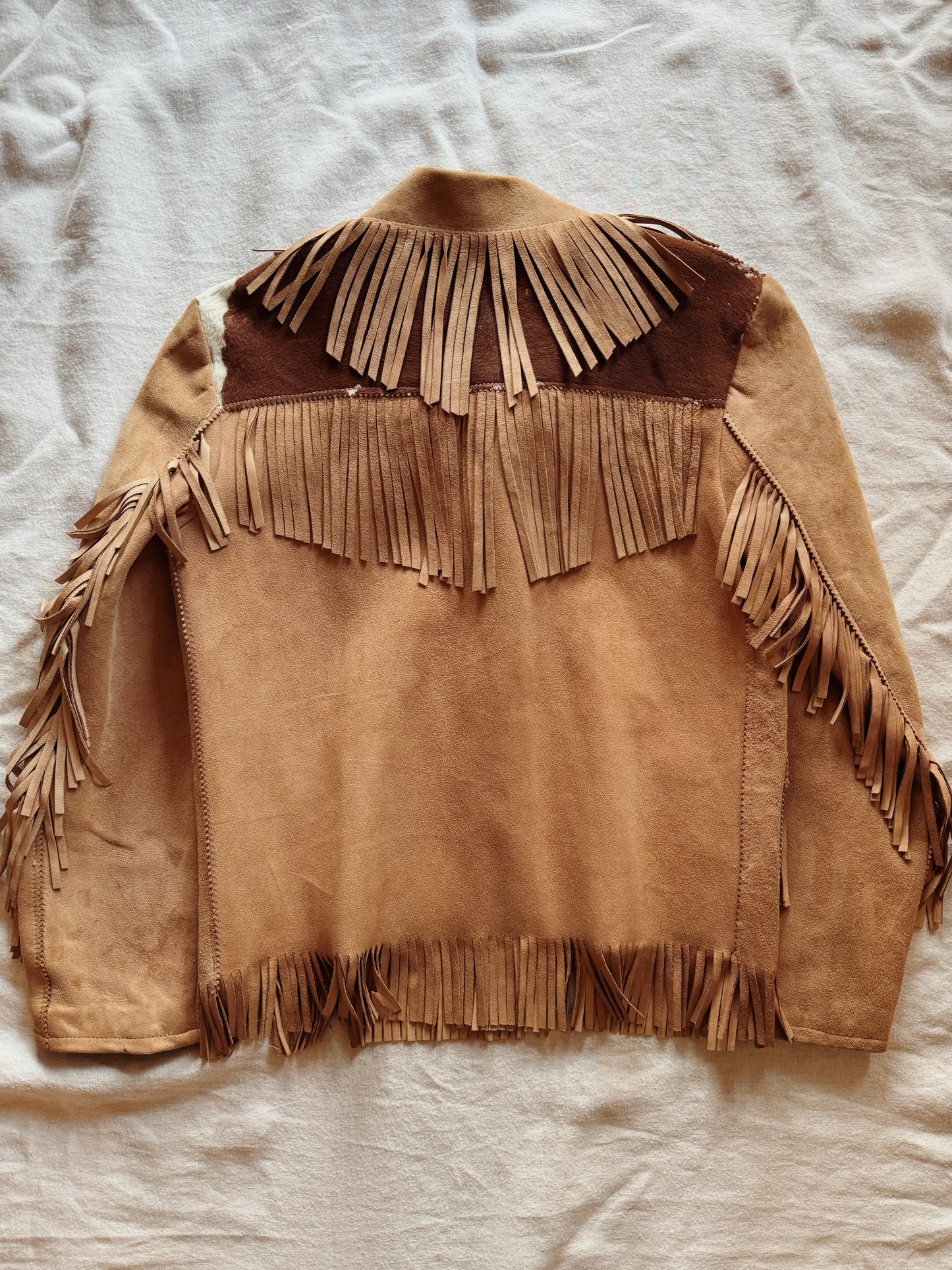 1950s Cowhide + Butter Suede Fringe Cowboy Jacket- S