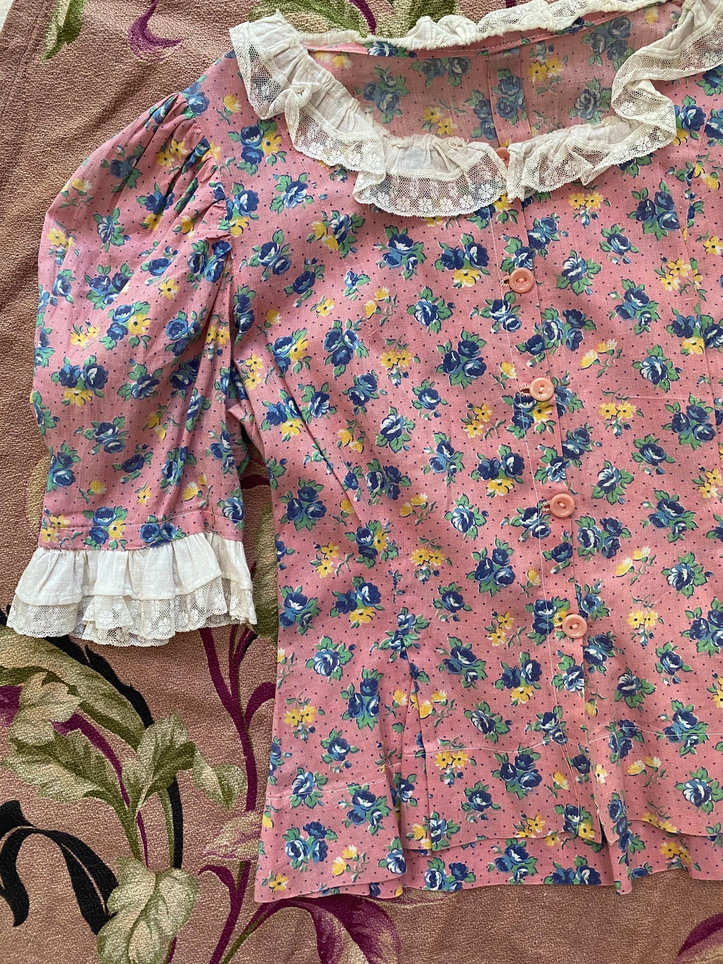 1930s Cotton Floral Feedsack Set- S/M