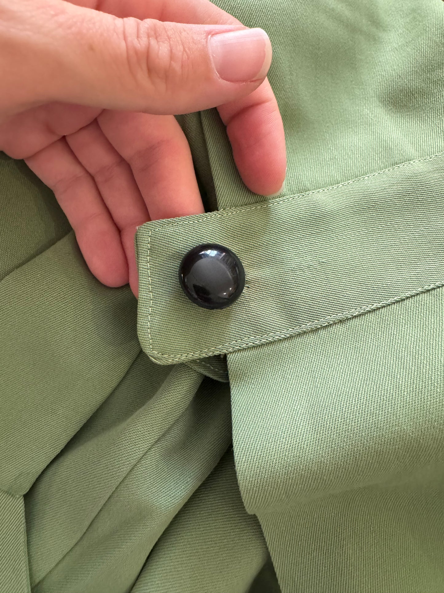 1940s Pistachio Gabardine “LR” Monogrammed Pinafore Top- XS