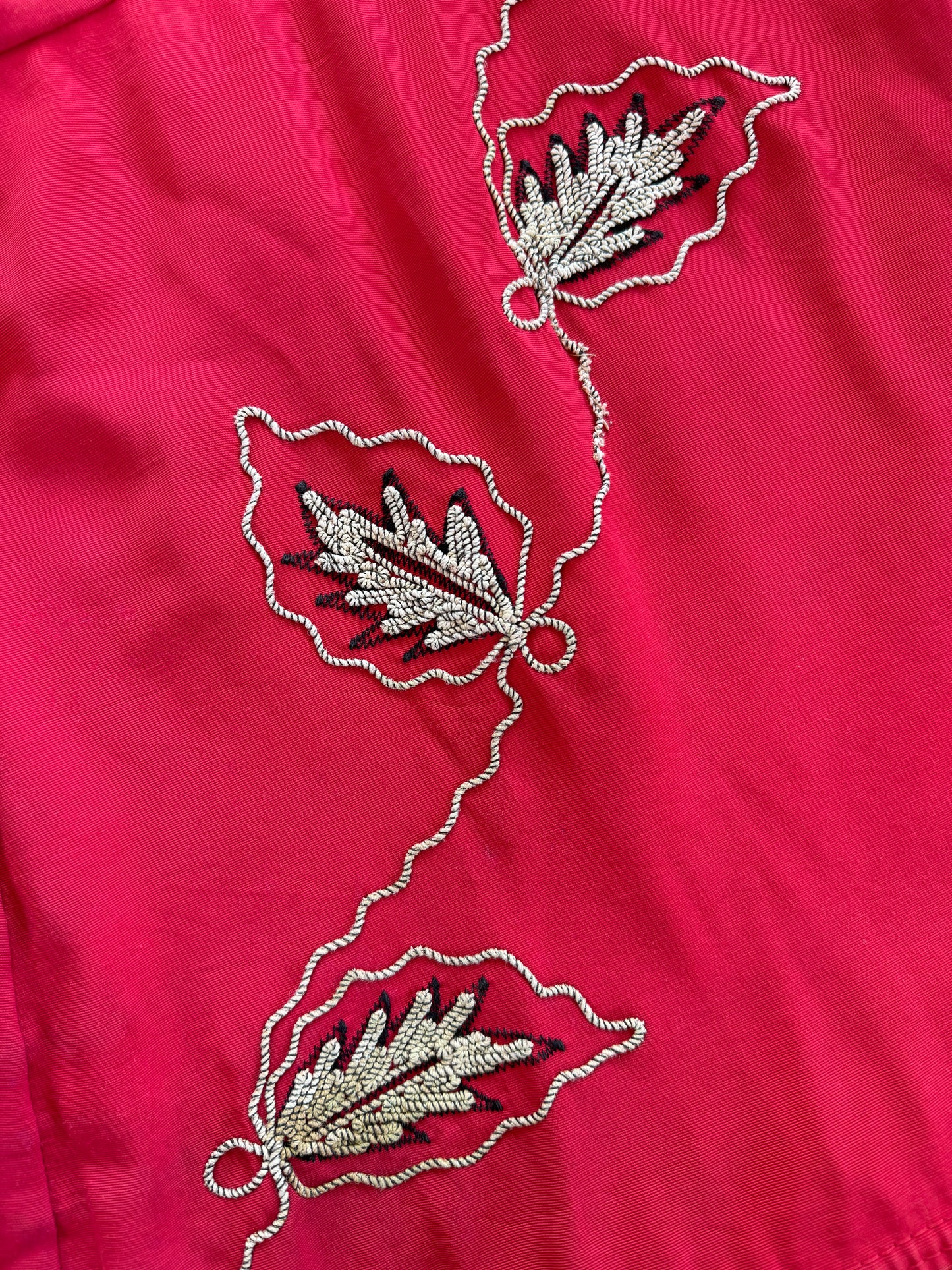 1950s Crimson Bullet Bra Halter Bathing Suit w/ Soutache Design- M/L