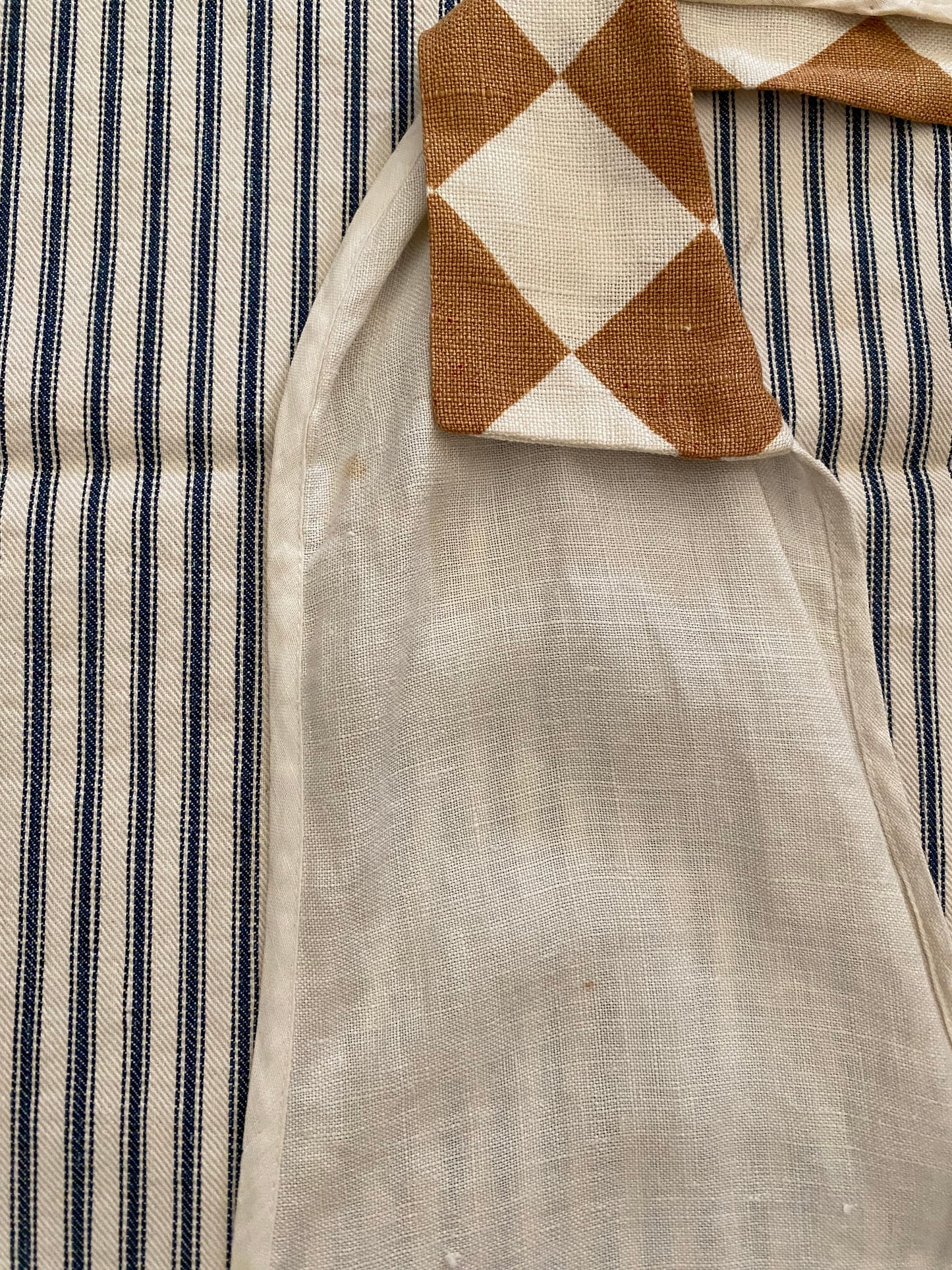 1930s Novelty Checkered Cotton Linen Dicky- S/M