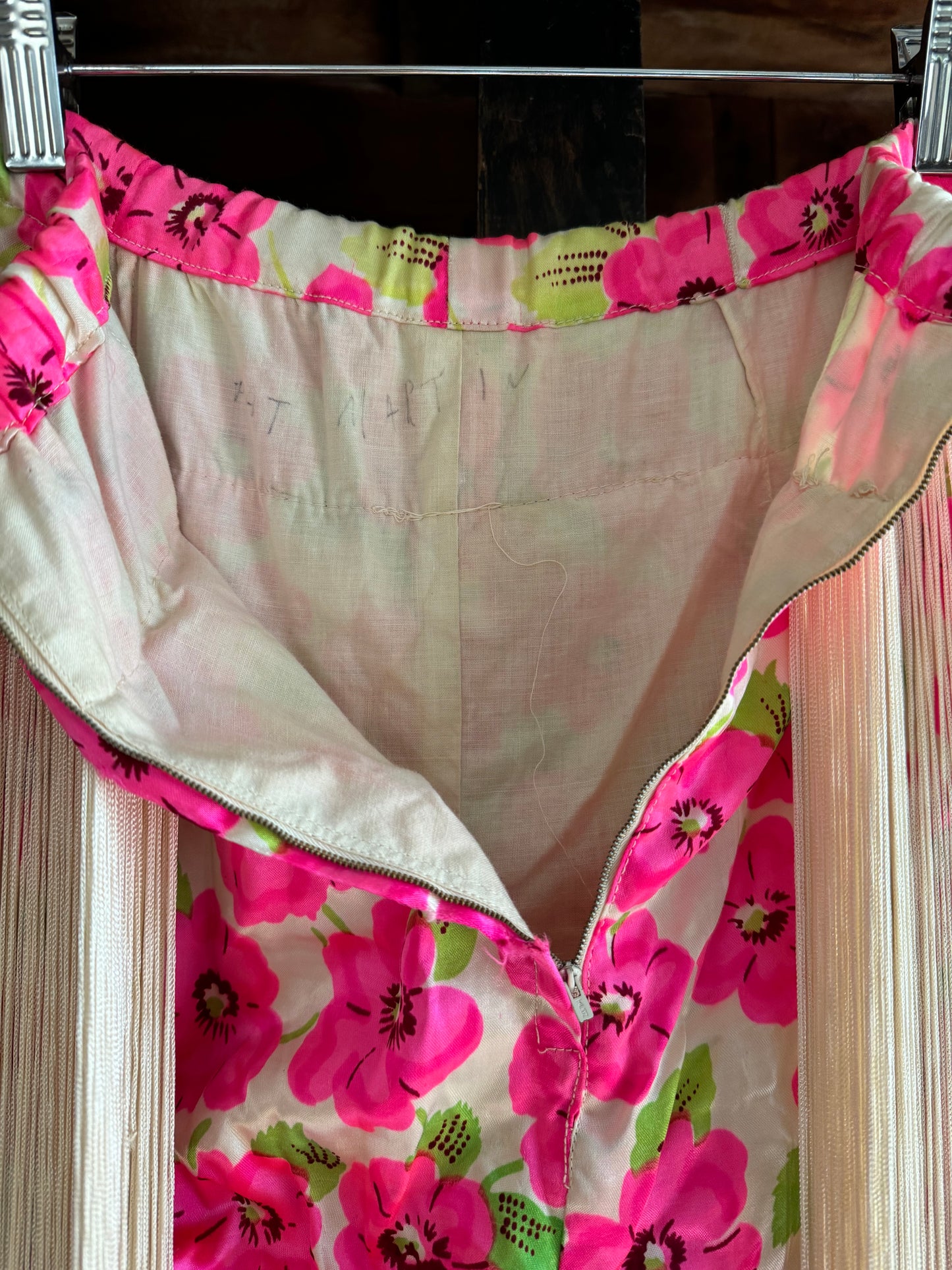 1940s Long Fringe Day Glo Floral Show Girl Bottoms- M