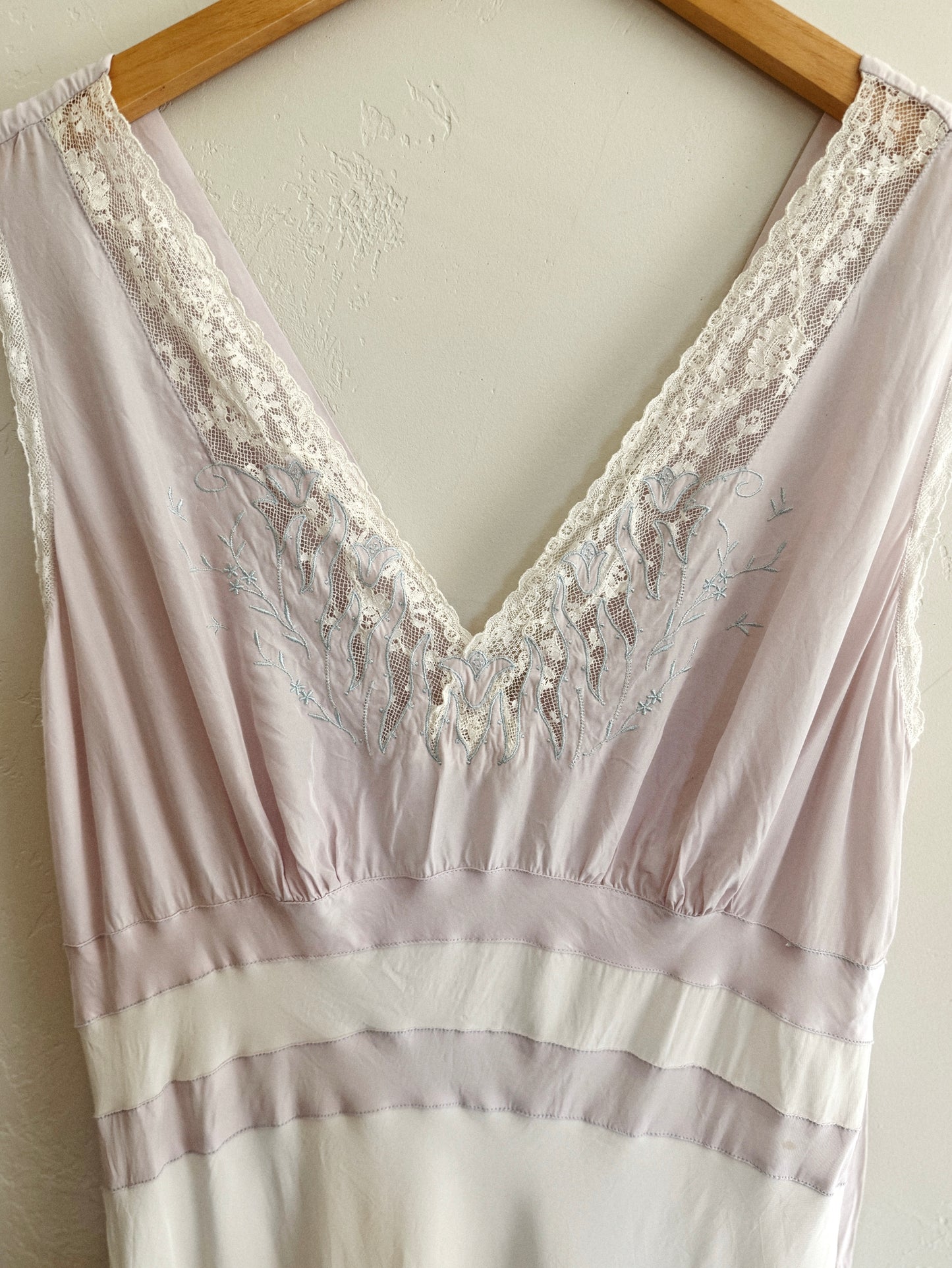 1940s Lavender + Periwinkle Floral Slip Dress- S/M