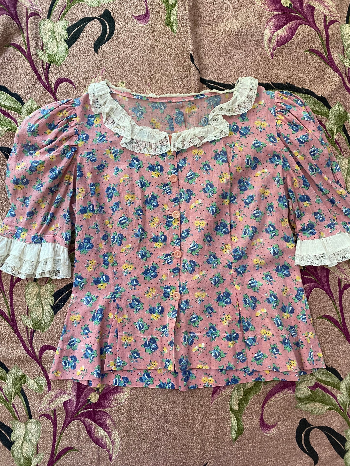 1930s Cotton Floral Feedsack Set- S/M
