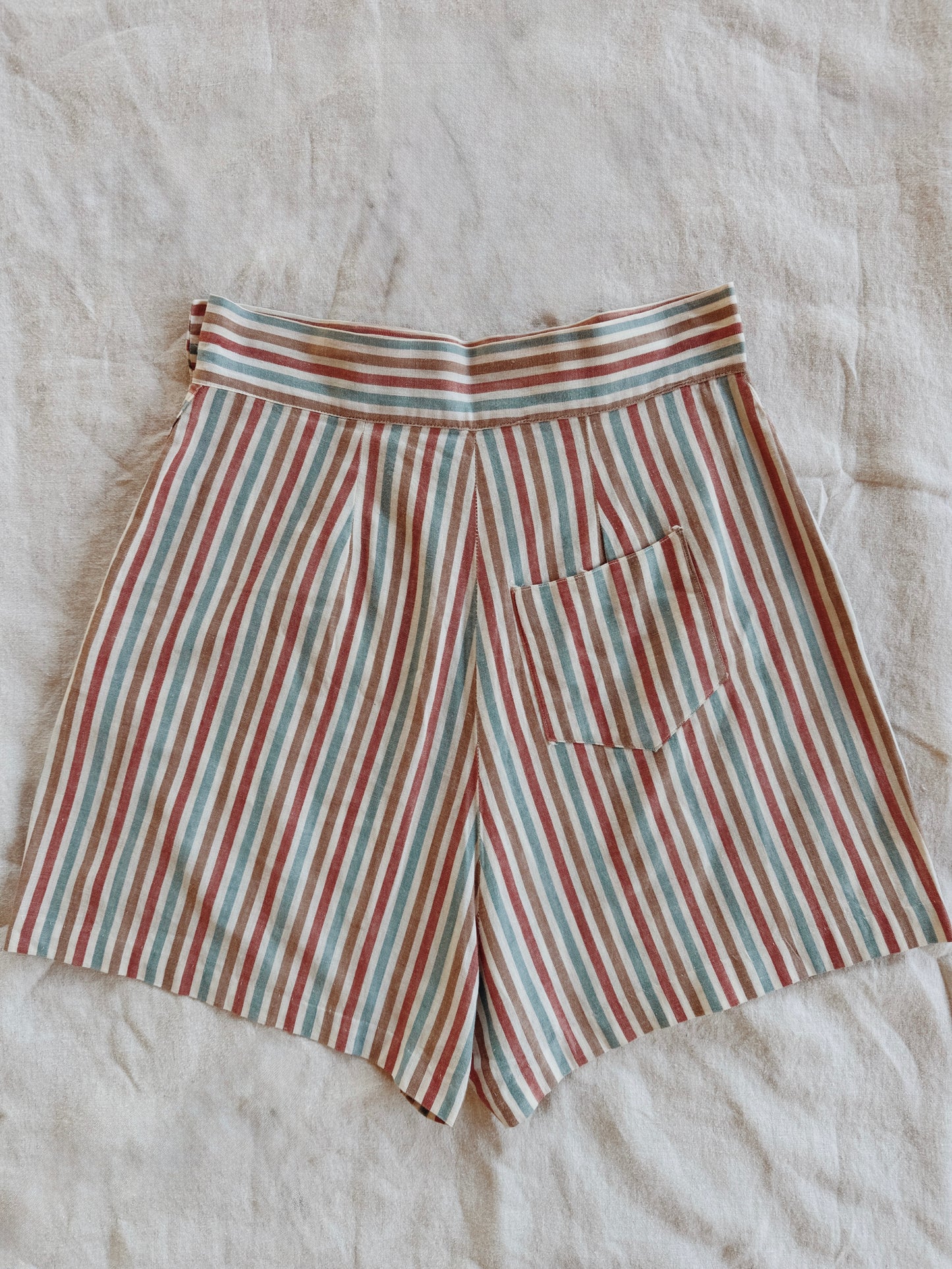 1930s/40s Striped Side Button Shorts- S/M-M