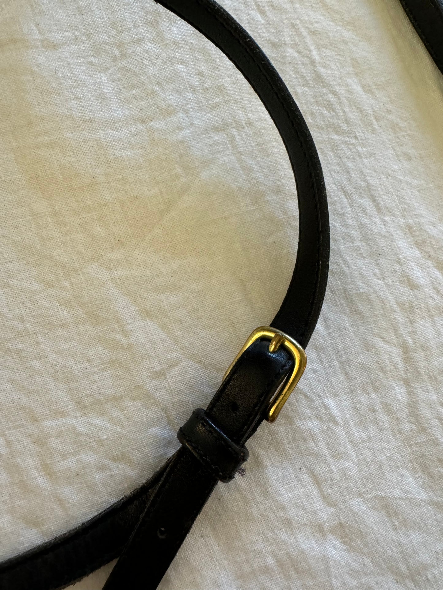 Vintage Coach Black Leather Handbag w/ Long Strap