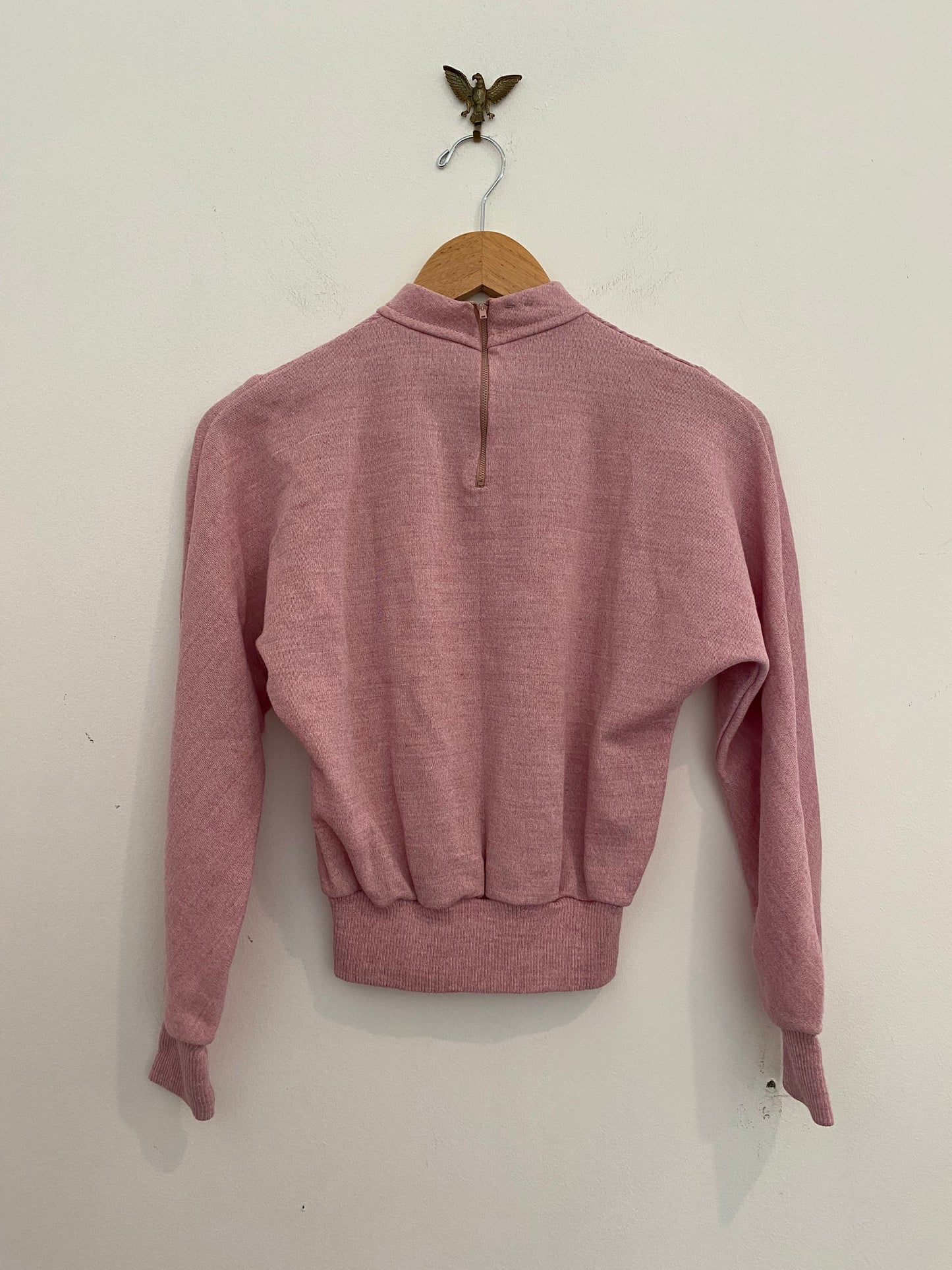 1940s French Pale Lilac Cropped Mock Neck Sweater- M