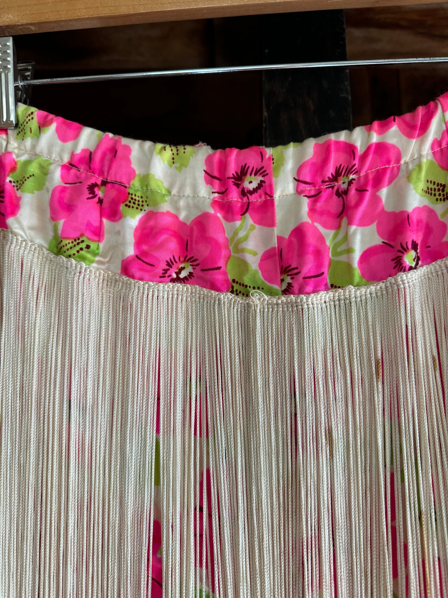 1940s Long Fringe Day Glo Floral Show Girl Bottoms- M
