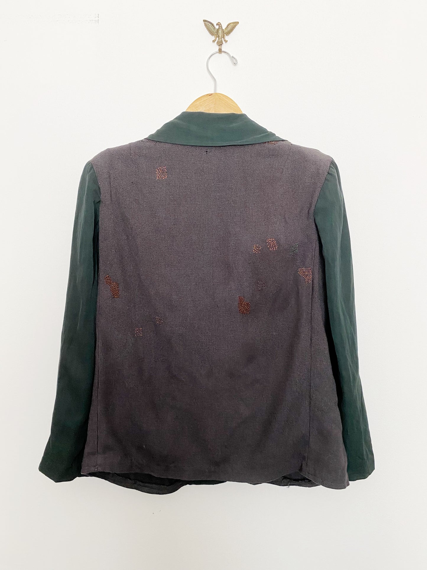 1940s Forest Green Wool + Gabardine Sports Jacket- M