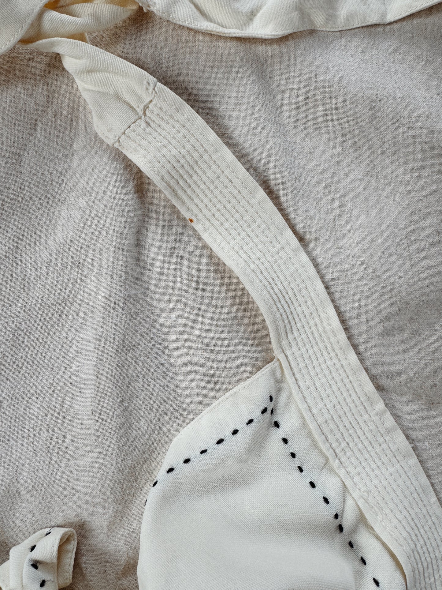 1940s White Sailcloth Playsuit w/ Black Embroidered Trim- M