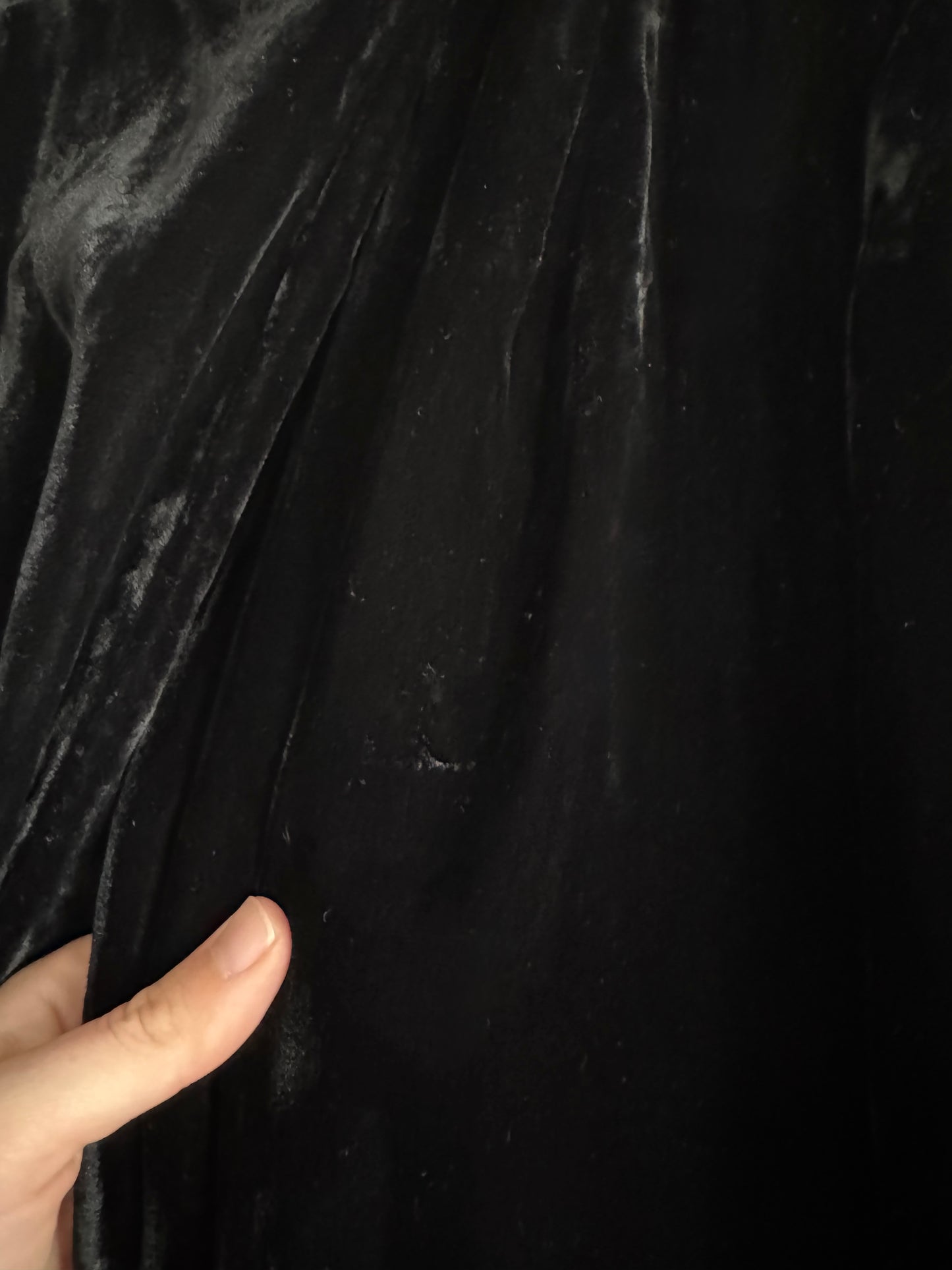 1940s Black Velveteen Opera Coat w/ Elizabethan Collar- S/M