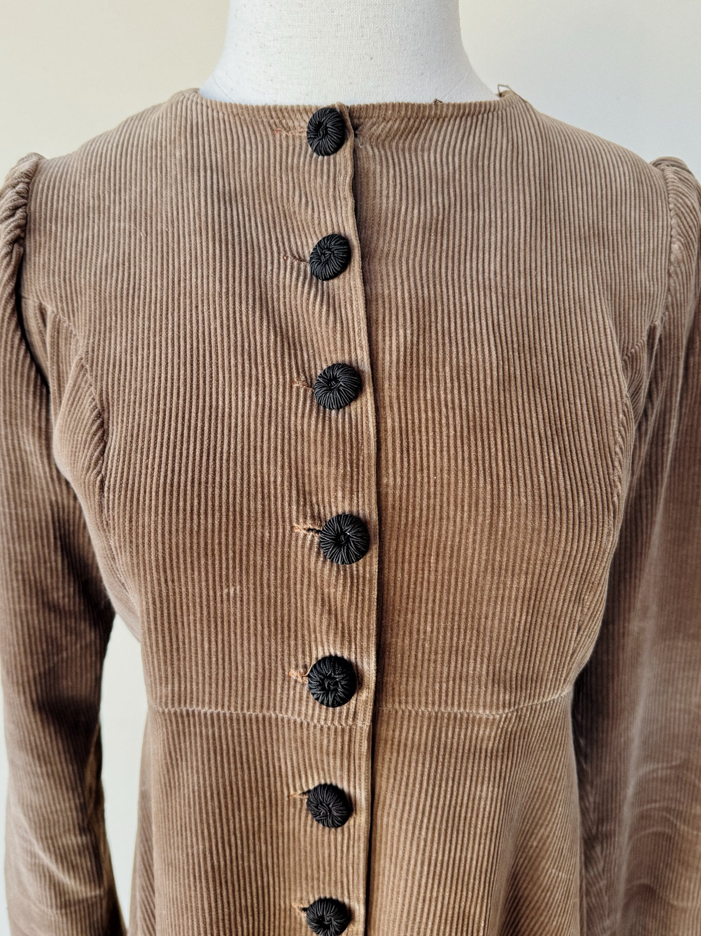 1960s Rare Laura Ashley Corduroy Dress w/ Caplet- S/M